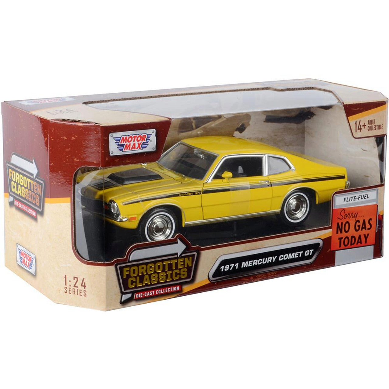 1971 Mercury Comet GT - Yellow 1:24 Scale Diecast Model Car by Motormax
