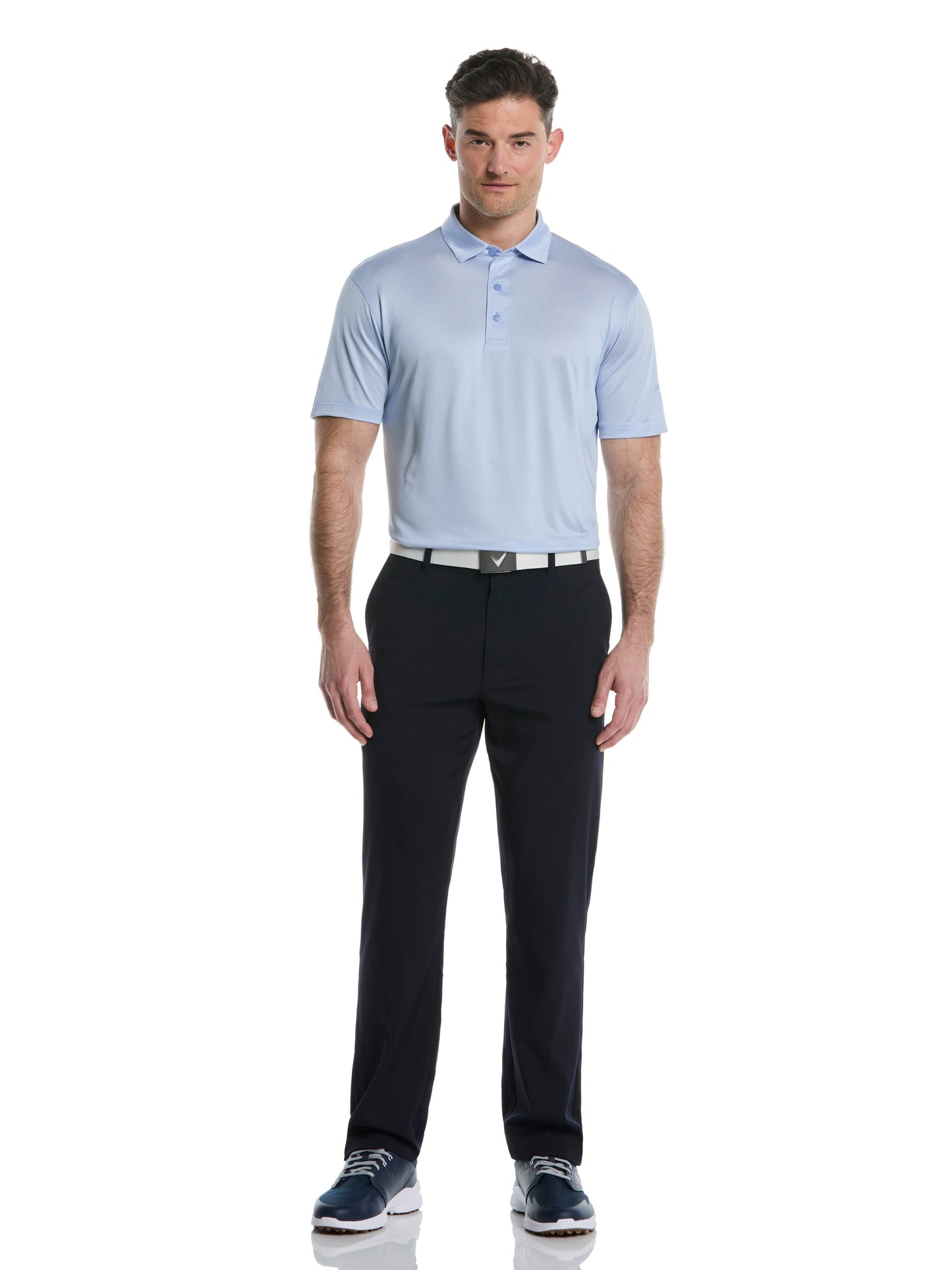 Mens Fine Line Stripe Golf Polo