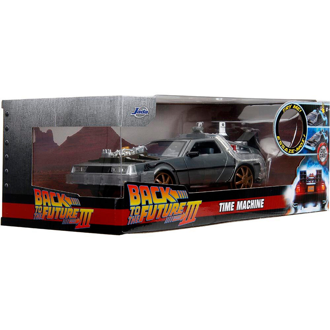 Back to the Future DeLorean Time Machine with Rail Wheels 1:24 Scale Diecast Model Car by Jada Toys