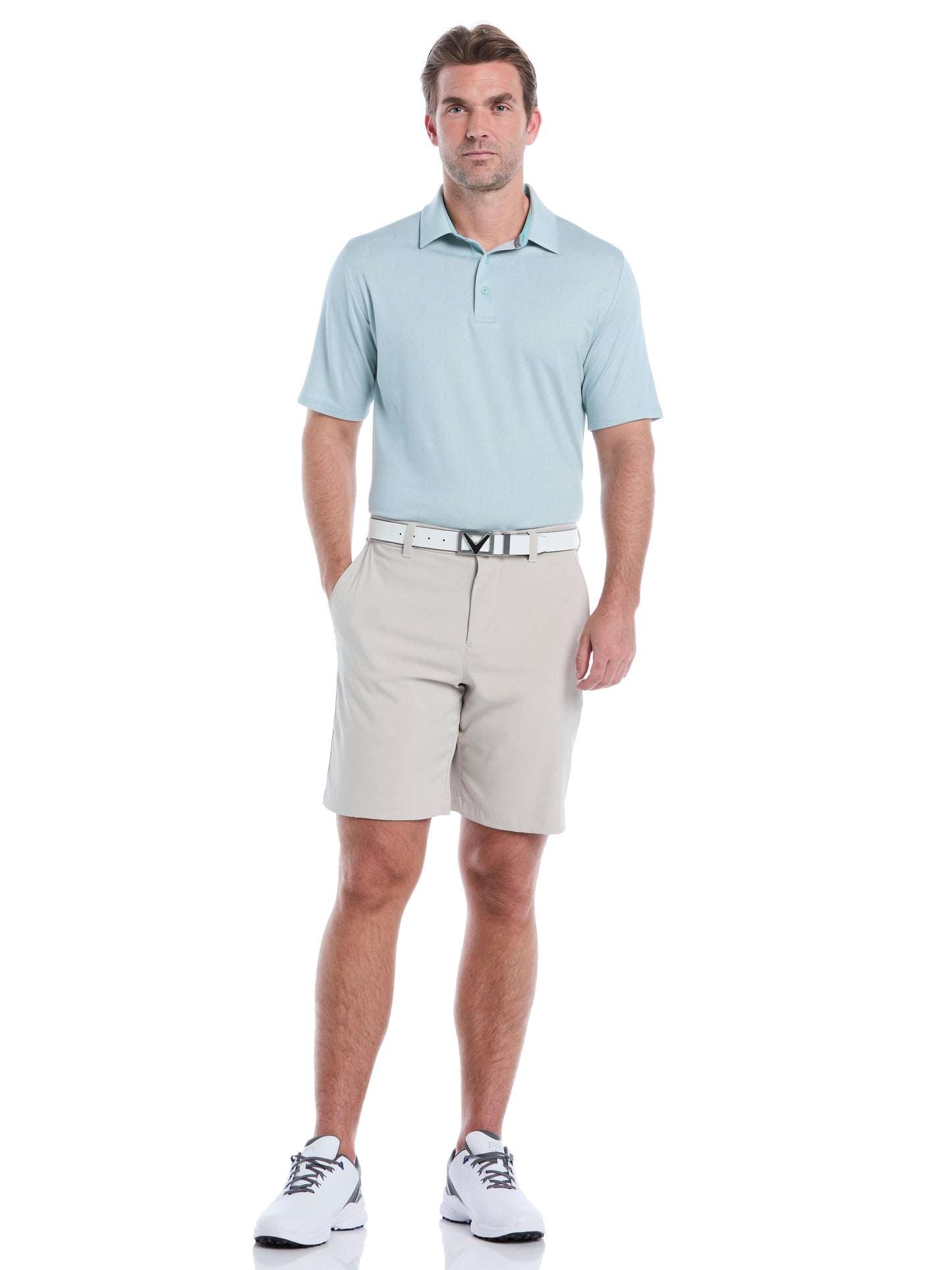 Mens Chevron Twill Jacquard Golf Polo