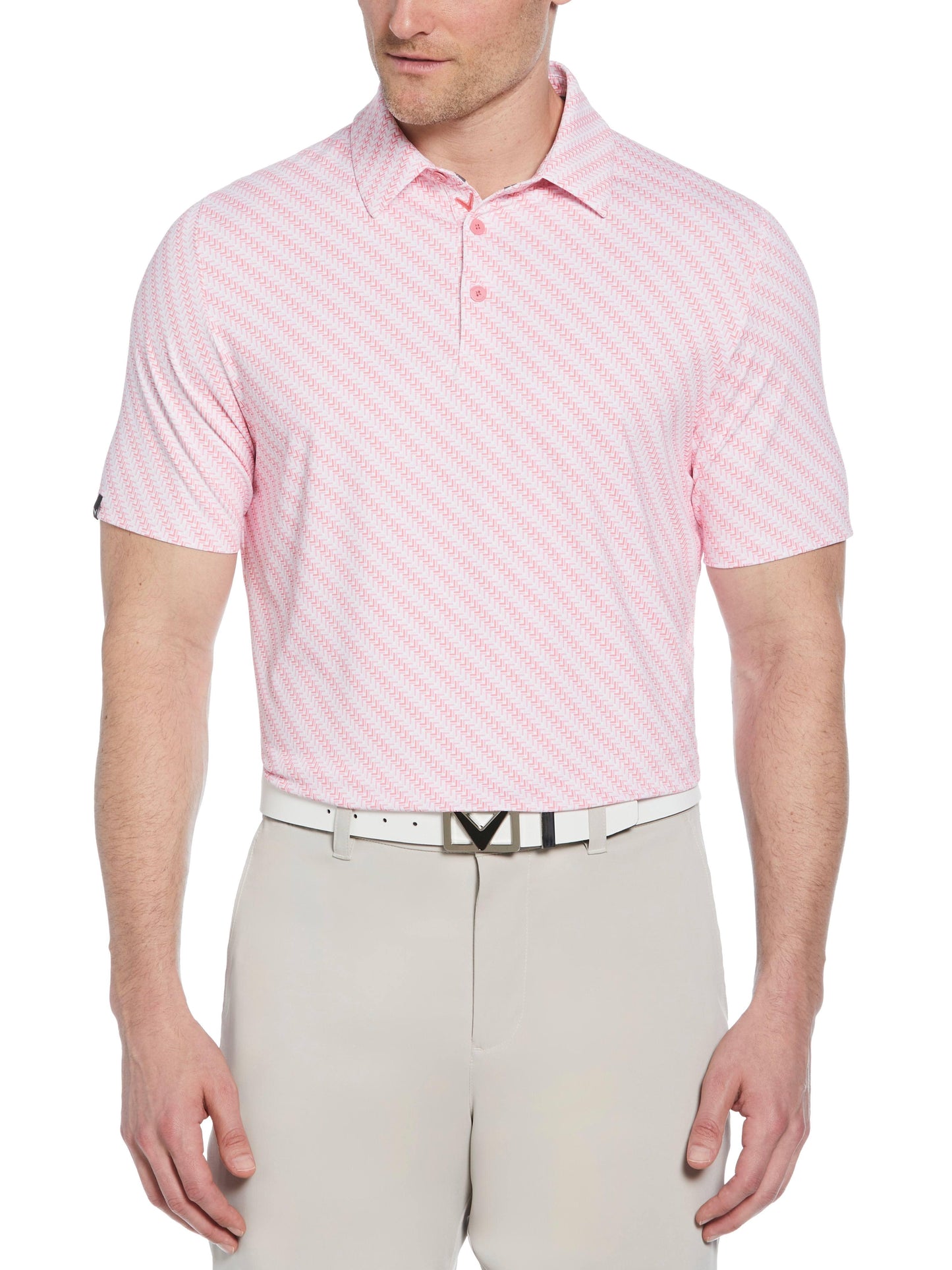 Mens Chevron Twill Print Polo