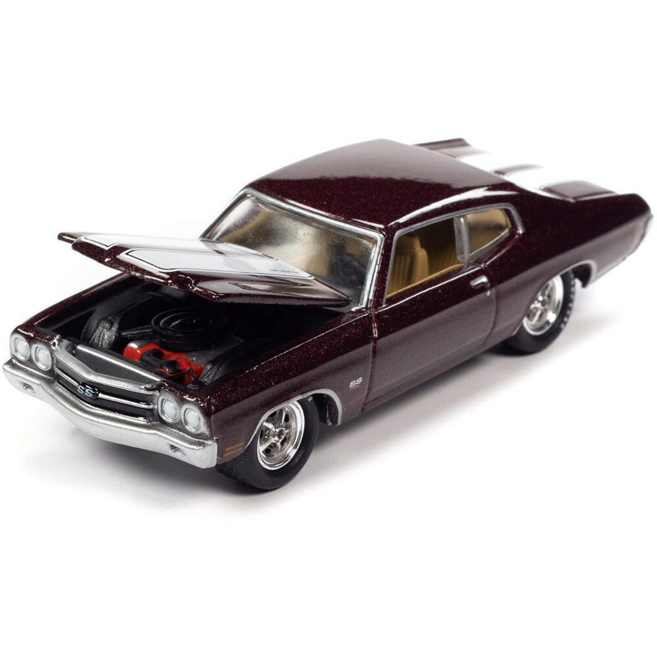 1970 Chevrolet SS 454-Black Cherry w/White Stripe 1:64 Scale Diecast Model Car by Johnny Lightning