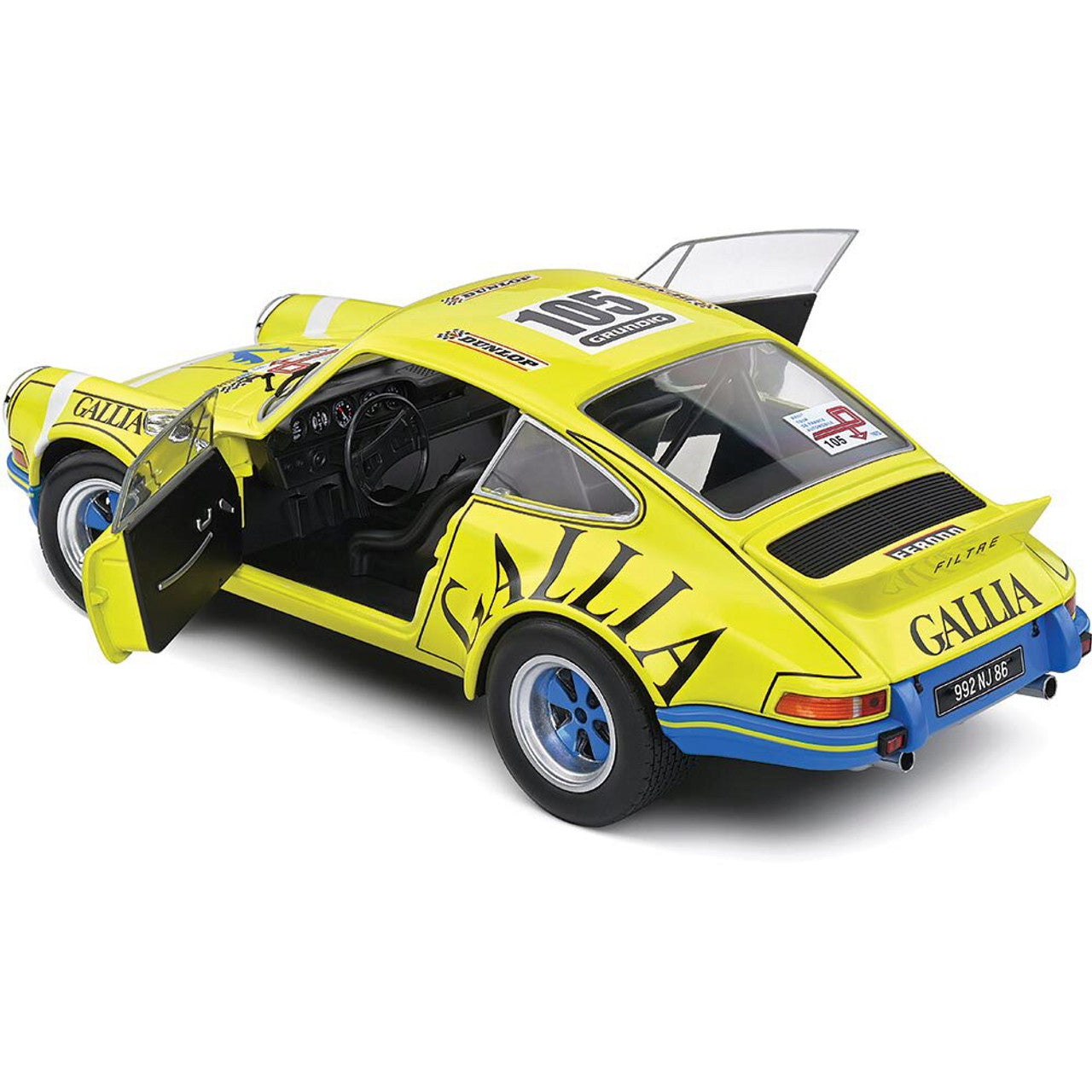 1973 Porsche 911 RSR Yellow Lafosse / Angoulet | Solido 1:18 Scale Diecast Model Car by Solido