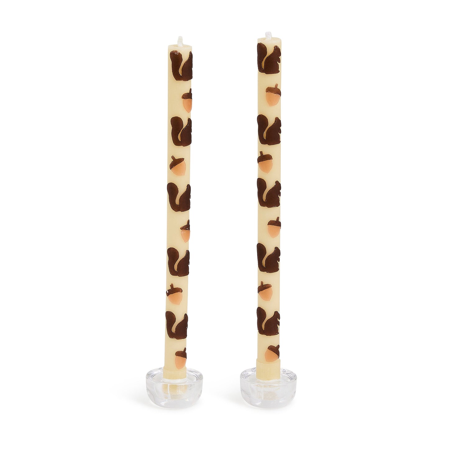 Squirrels & Acorns Dinner Candles, Set of 2