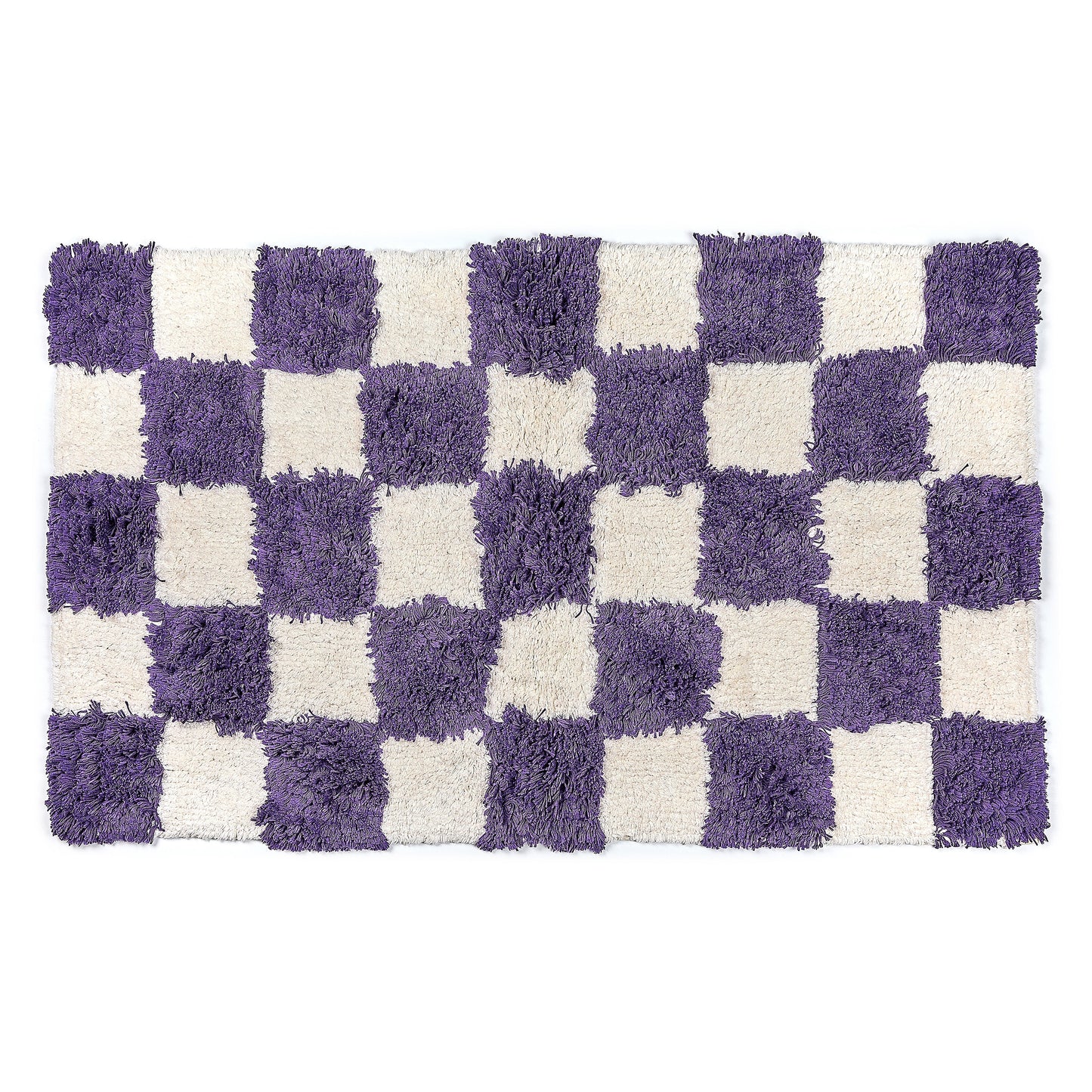 Checkerboard Plum Bath Rug