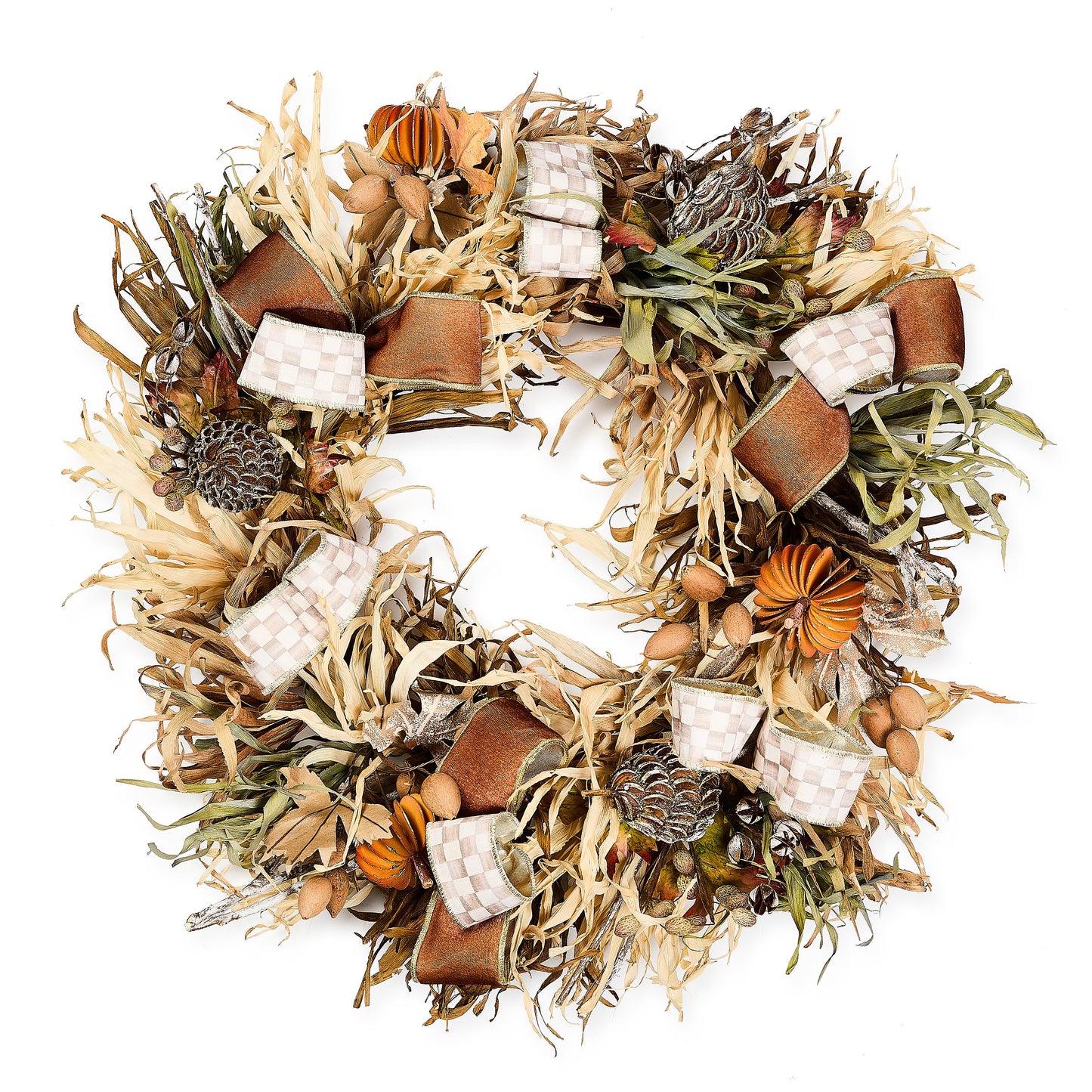 Mocha Check Harvest 25¡å Wreath