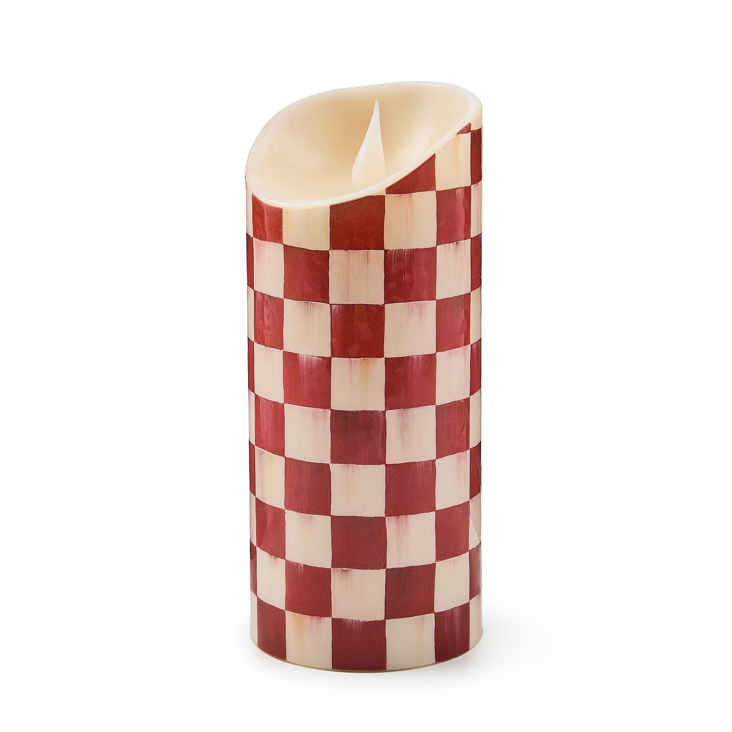 Cherry Check Flameless 7¡å Pillar Candle