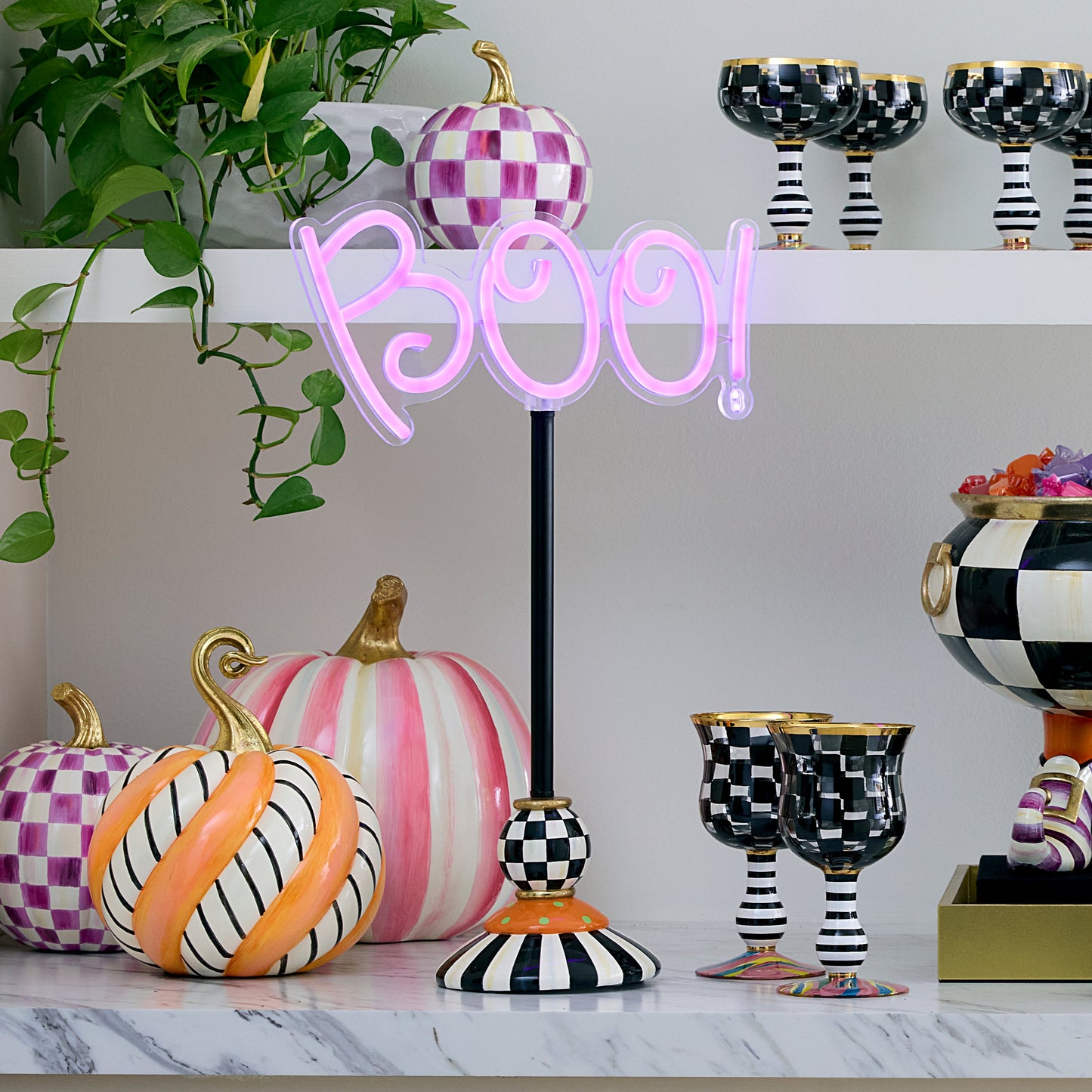 Pedestal Illuminated Neon Boo Sign
