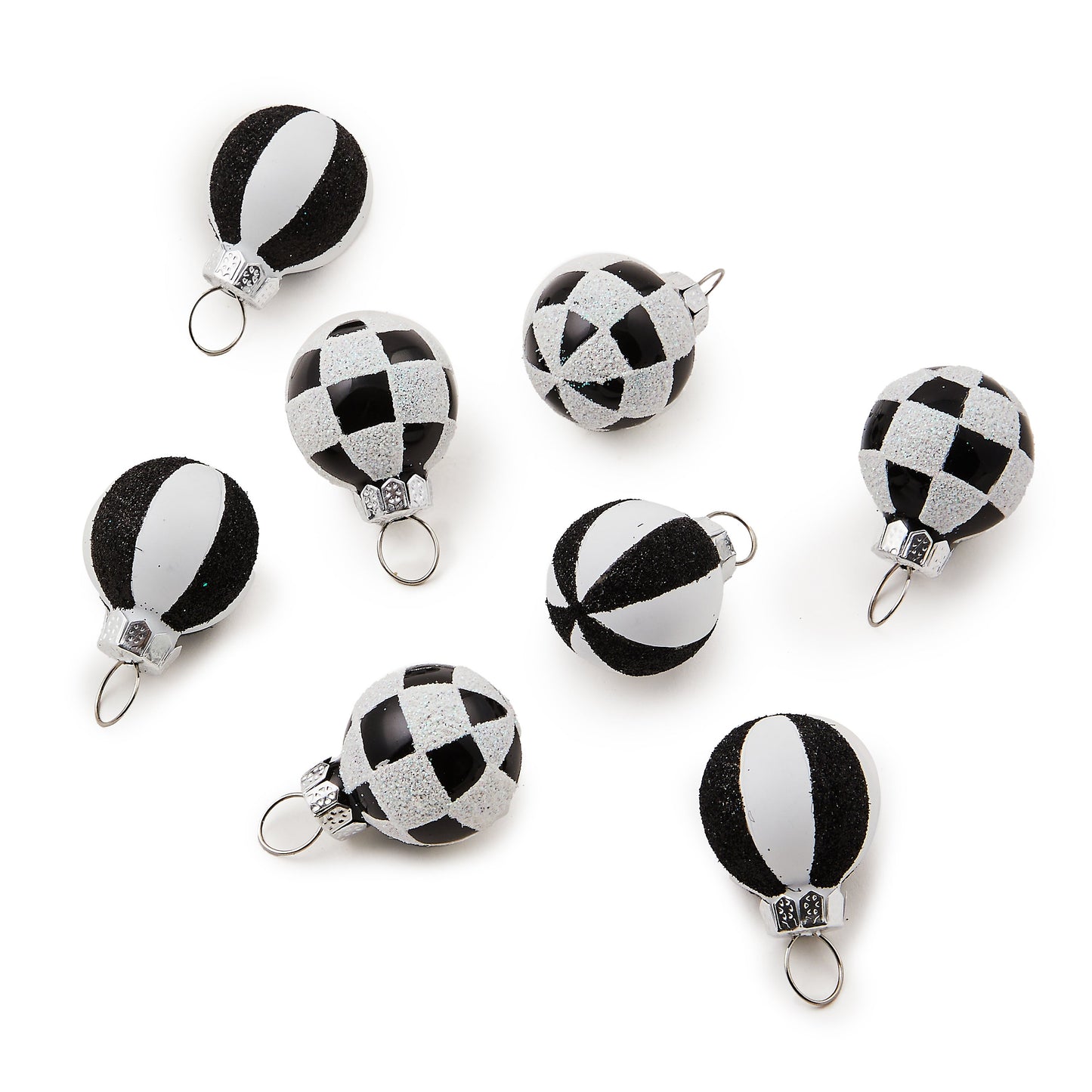 Courtly Check Mini Glass Ball Ornaments, Set of 8