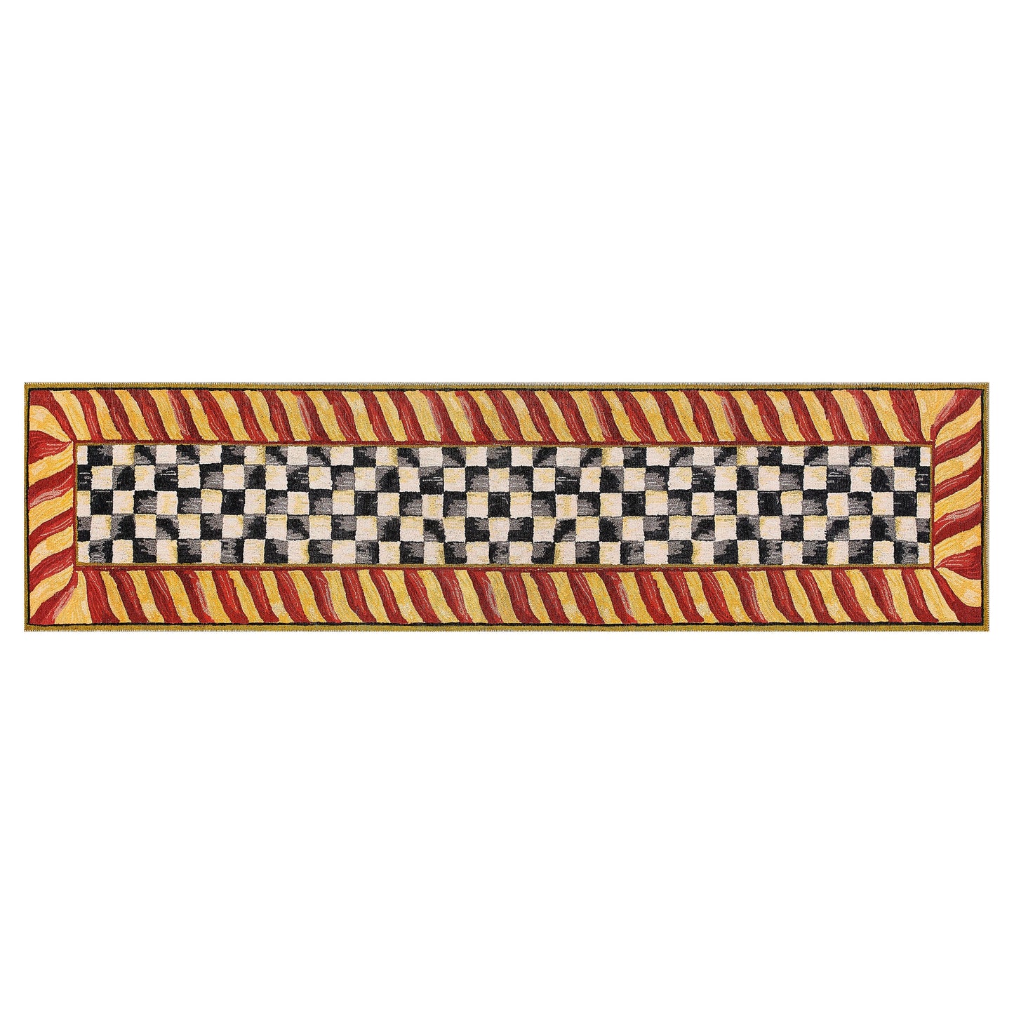 Courtly Check Red & Gold 2¡¯6¡å x 10¡ä Washable Runner