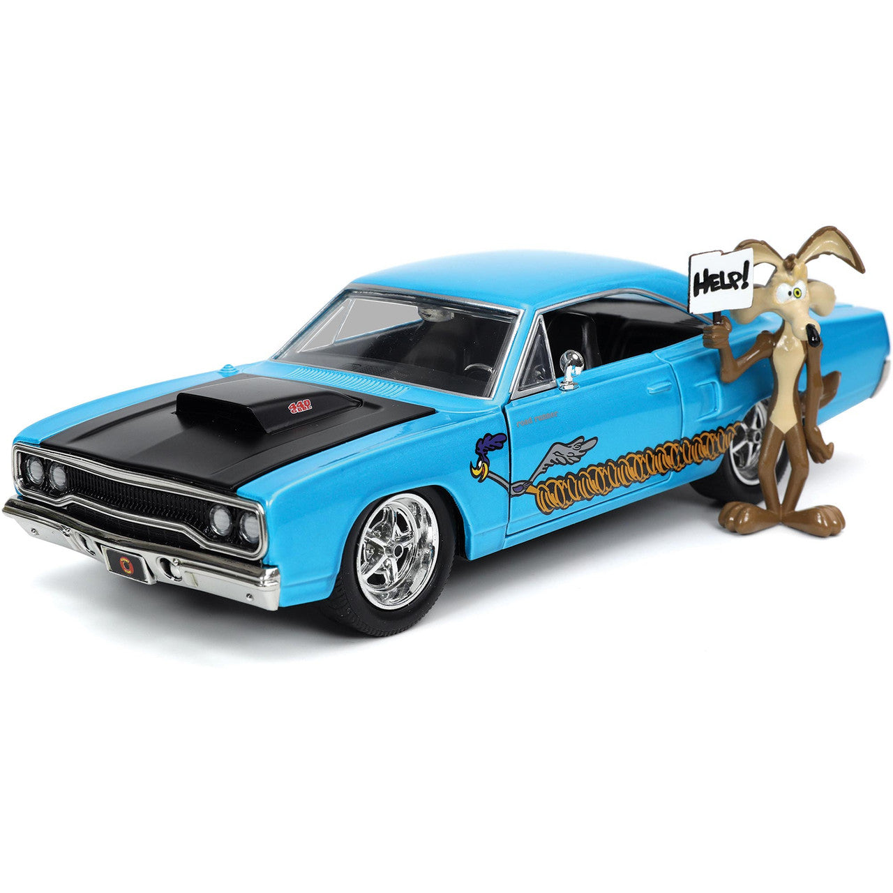 1970 Plymouth Road Runner & Wile E. Coyote Figure 1:24 Scale Diecast Model Car by Jada Toys