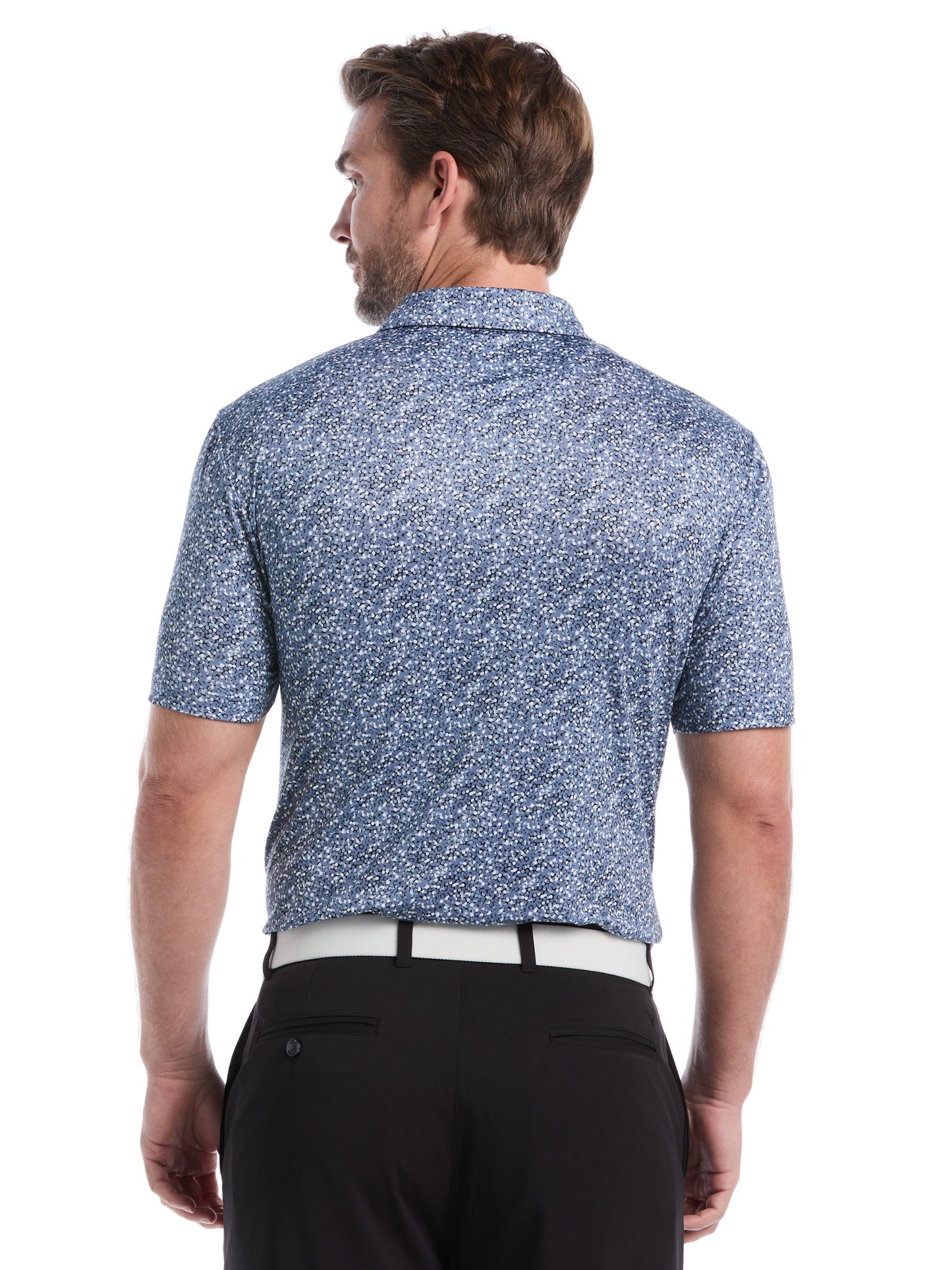 Mens Confetti Hex Print Golf Polo