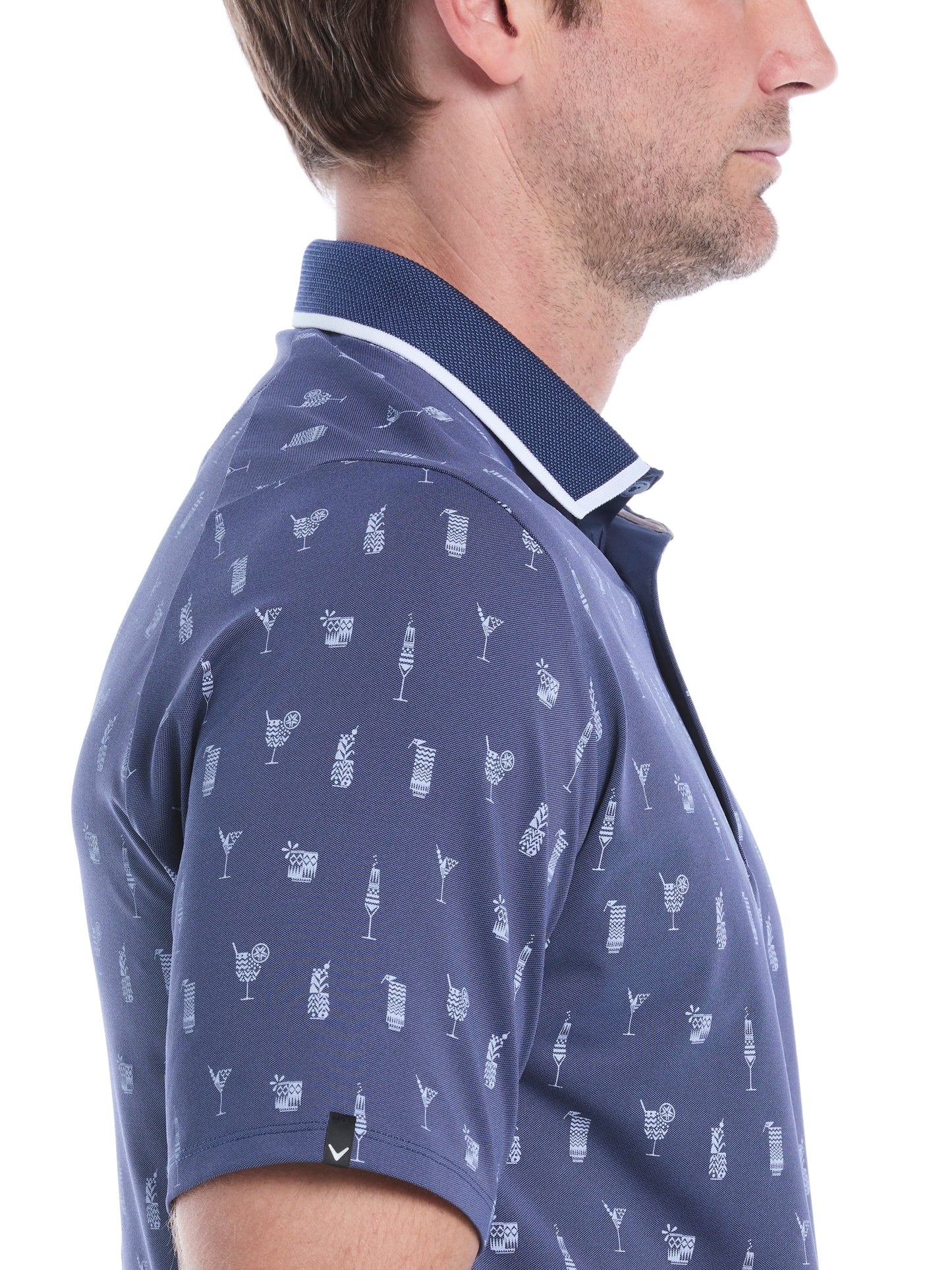 Mens Geo Cocktail Print Golf Polo