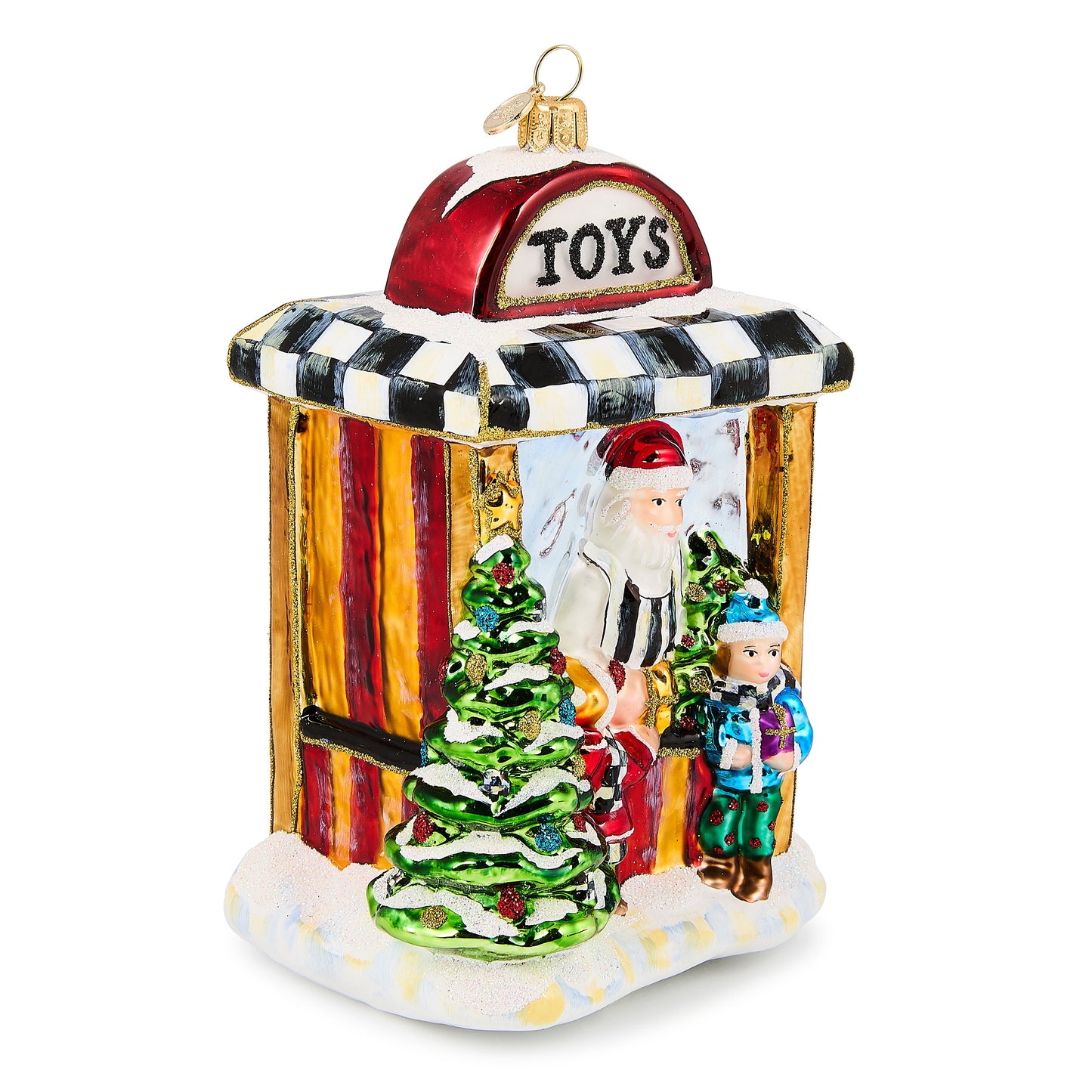 Santa¡¯s Toy Store Glass Ornament