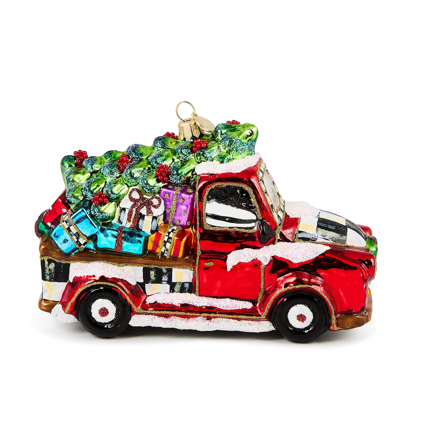 Santa¡¯s Hitting the Road Glass Ornament