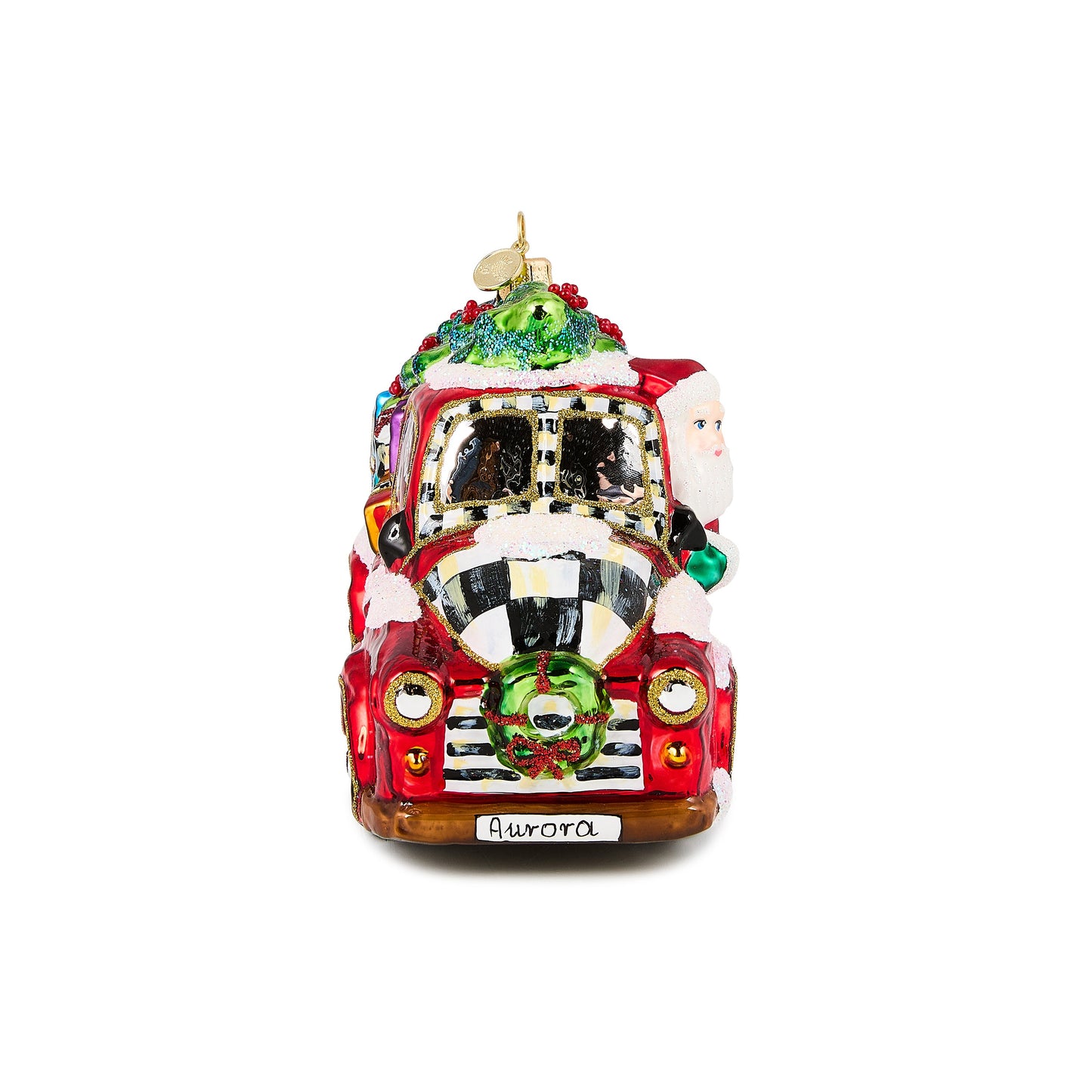 Santa¡¯s Hitting the Road Glass Ornament