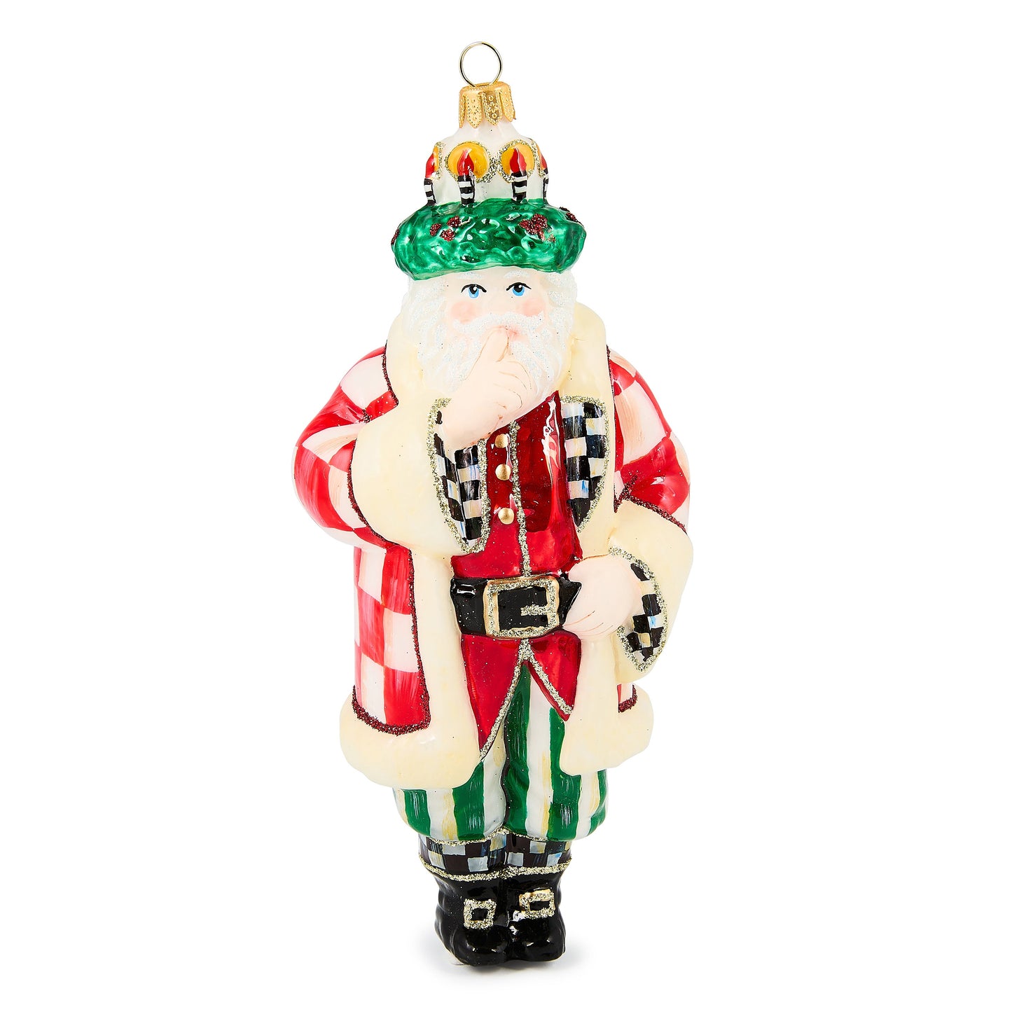 Check It Out Santa Lucia Glass Ornament
