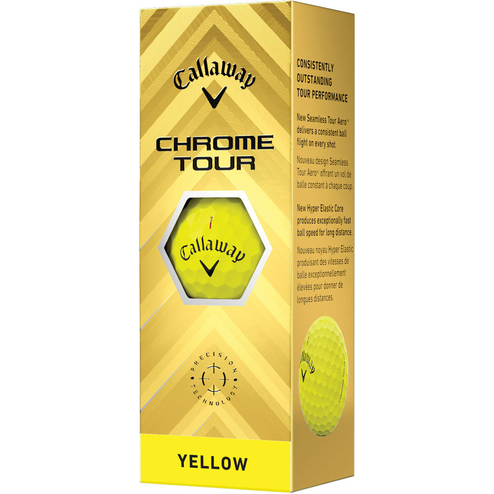 Chrome Tour Golf Balls - Yellow - 12 Pack