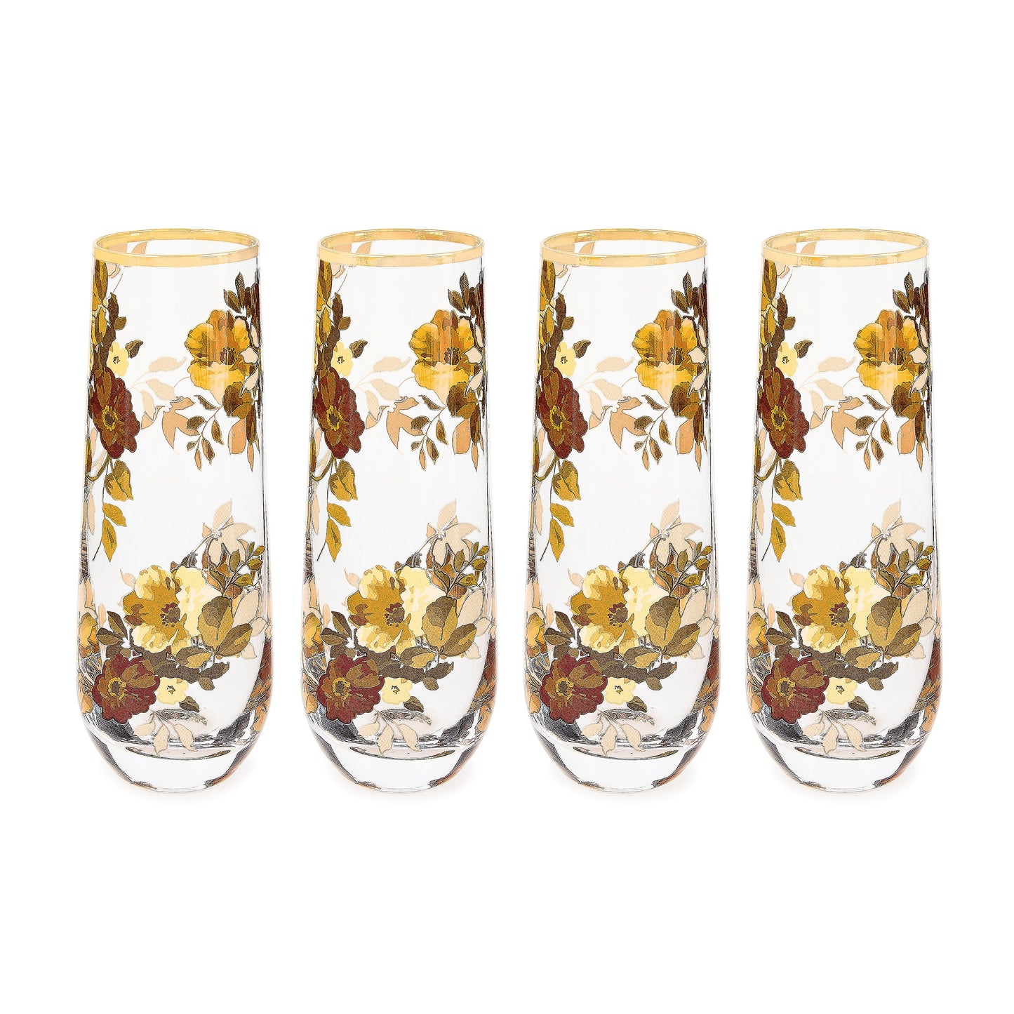 Wild Rose Stemless Flute, Set of 4