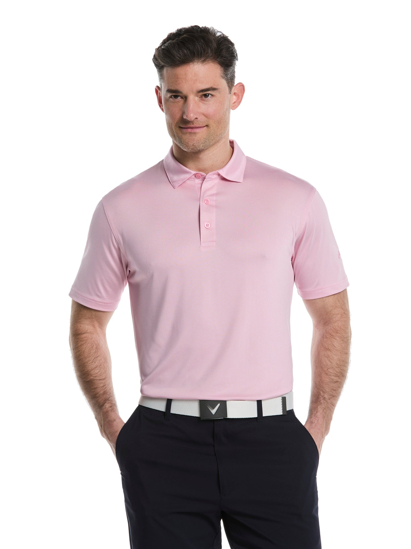 Mens Fine Line Stripe Golf Polo