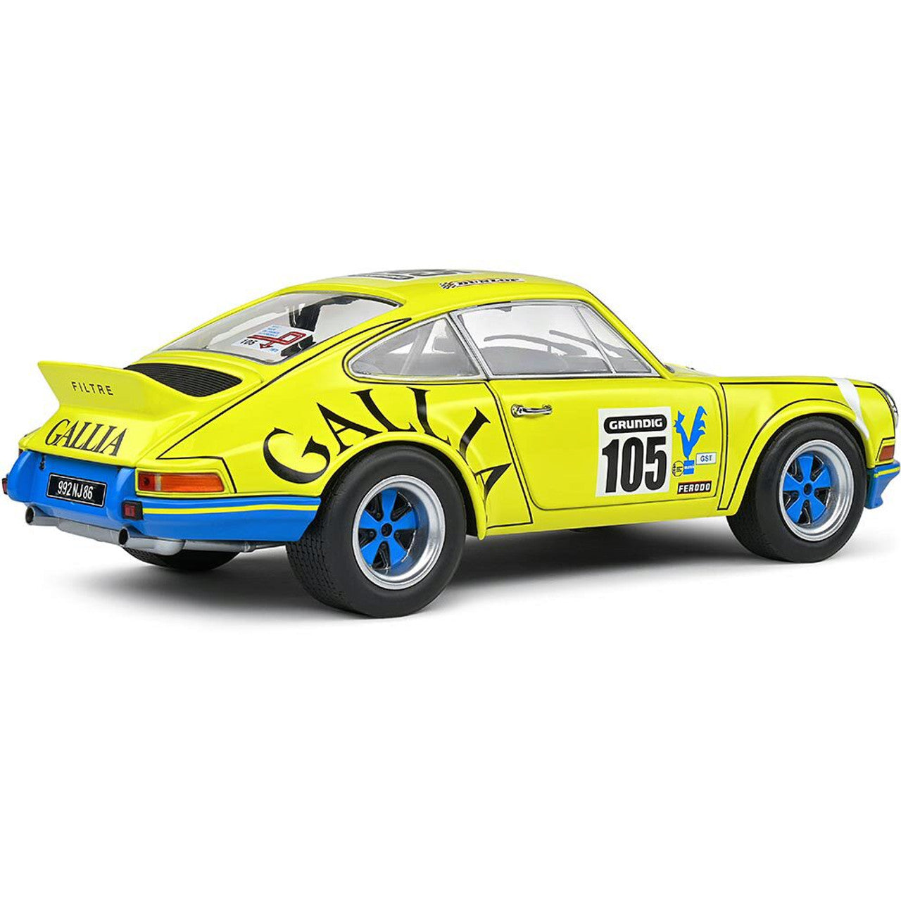 1973 Porsche 911 RSR Yellow Lafosse / Angoulet | Solido 1:18 Scale Diecast Model Car by Solido