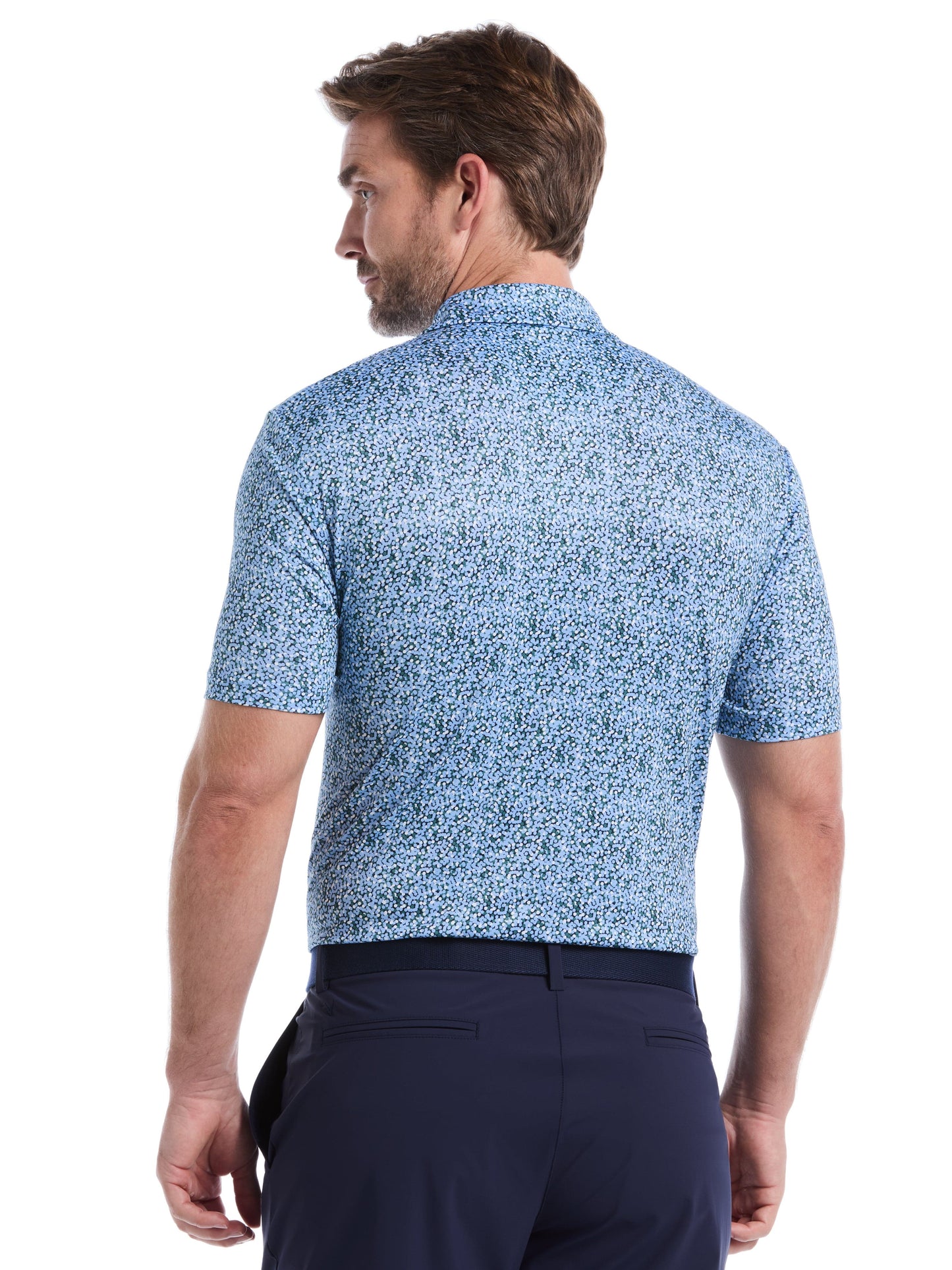 Mens Confetti Hex Print Golf Polo