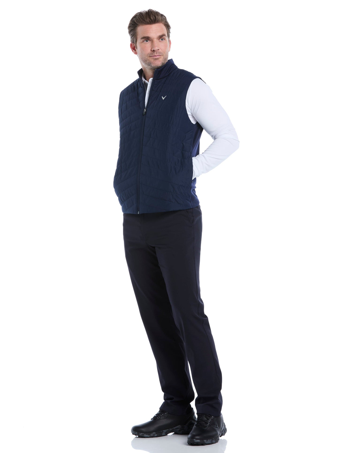 Mens Quilted Puffer Full Zip Golf Vest