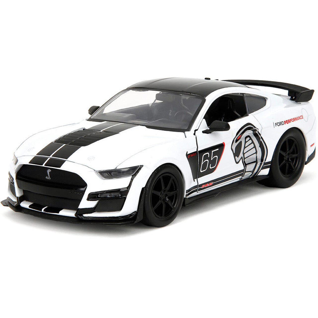 2020 Ford Mustang Shelby G.T. 500 - #65 White 1:24 Scale Diecast Model Car by Jada Toys