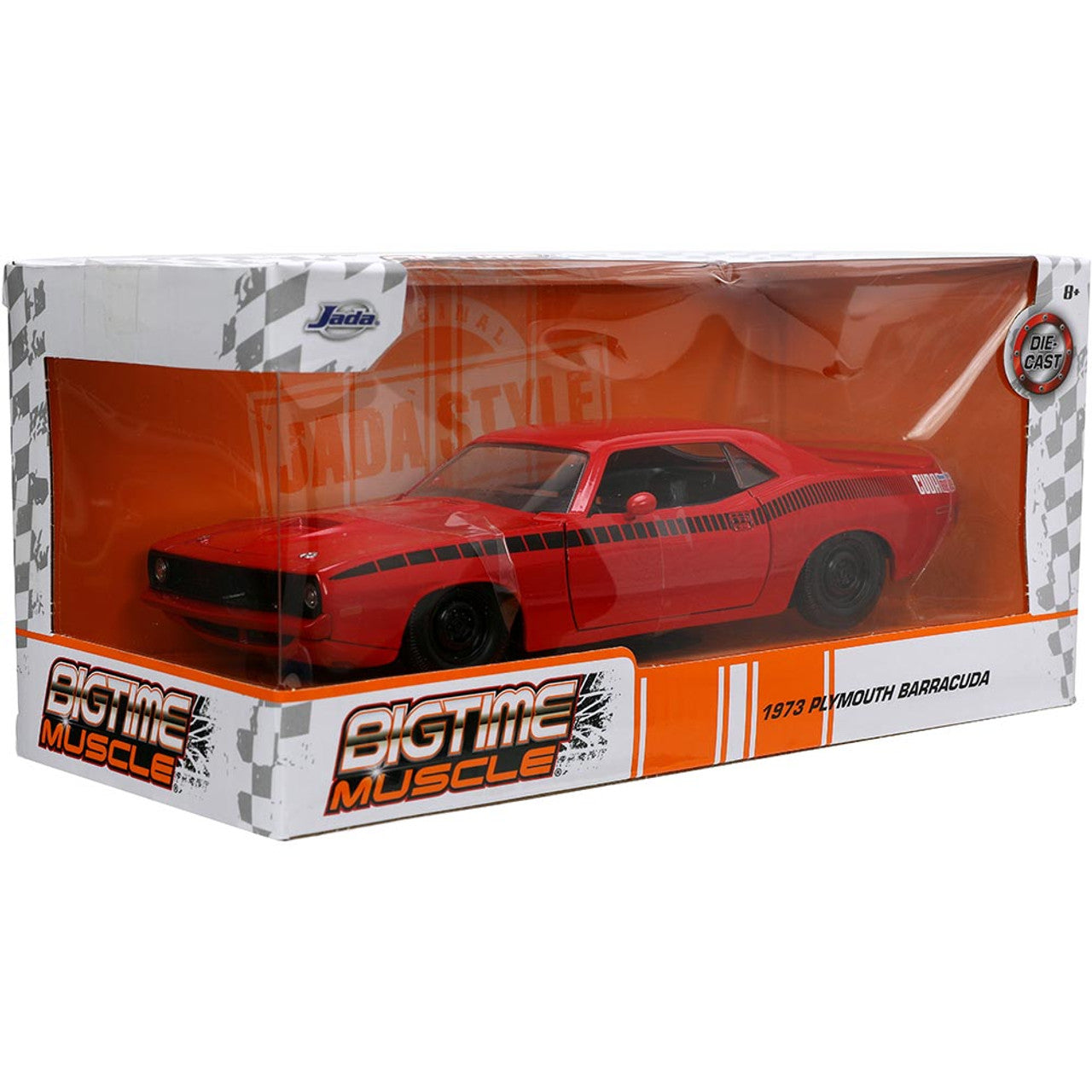1973 Plymouth Barracuda - Red - Big Time Muscle 1:24 Scale Diecast Model Car by Jada Toys