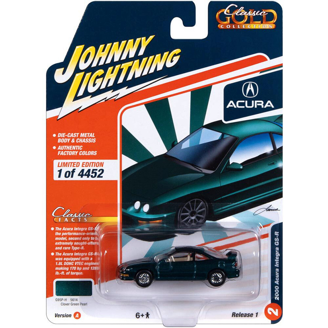 2000 Acura Integra Type R - Clover Green Pearl 1:64 Scale Diecast Model Car by Johnny Lightning