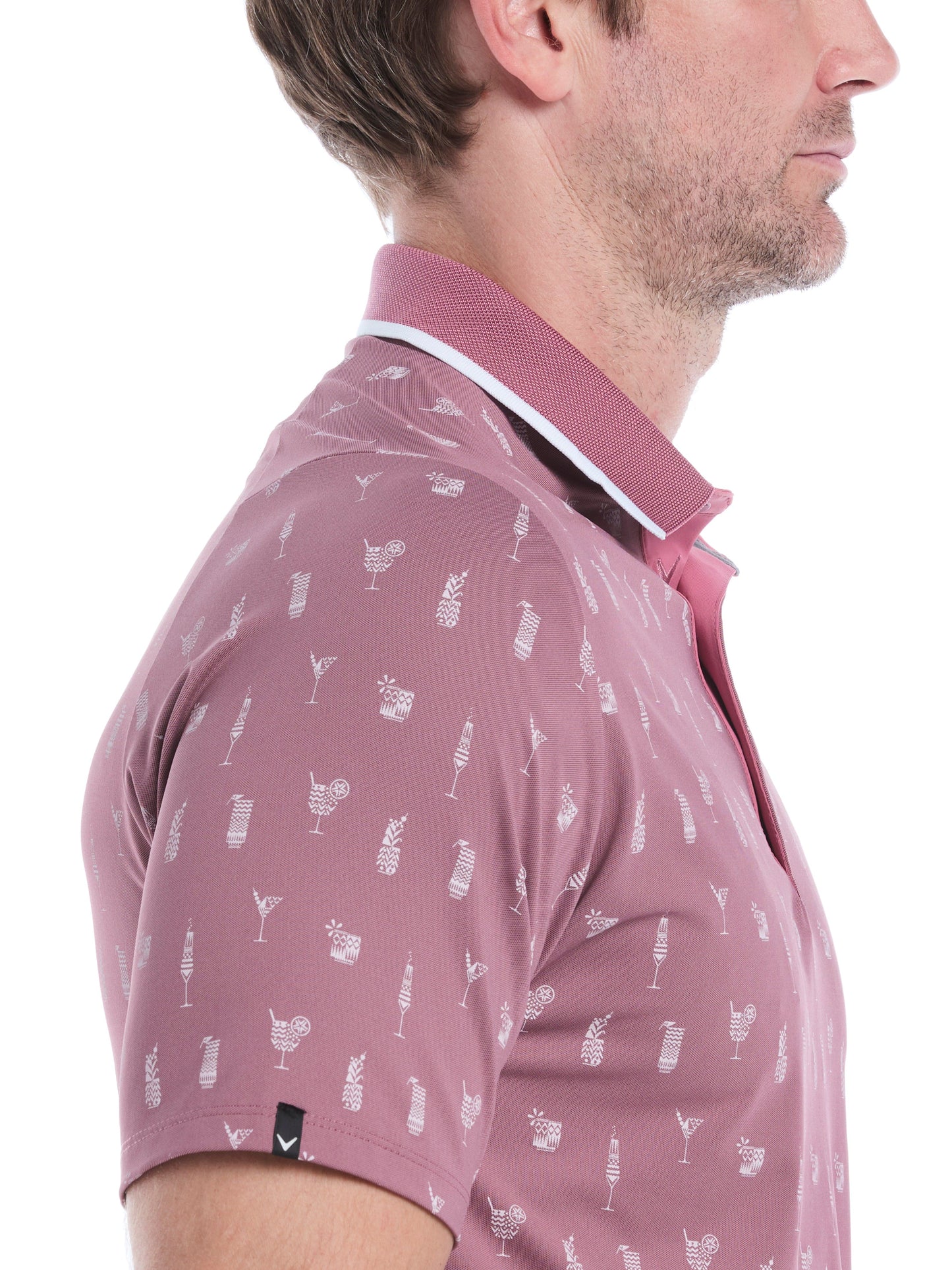 Mens Geo Cocktail Print Golf Polo