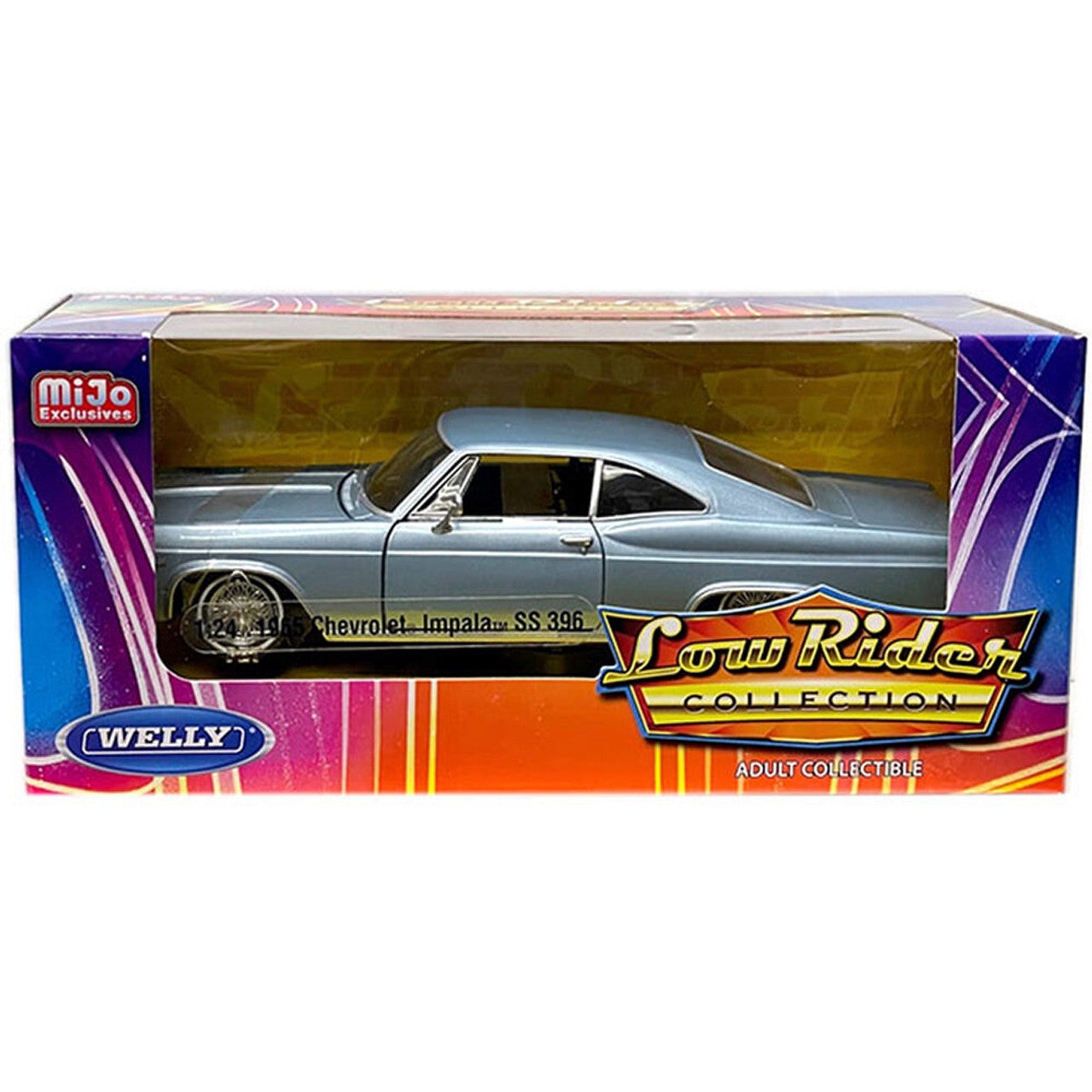 1965 Chevrolet Impala SS 396 Hard Top Low Rider - Light Metallic Blue 1:24 Scale Diecast Model Car by Welly