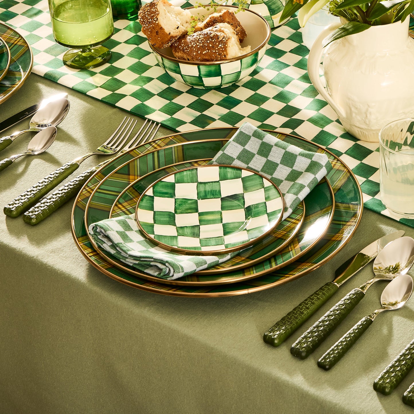 Dark Green Check Napkin, Set of 4