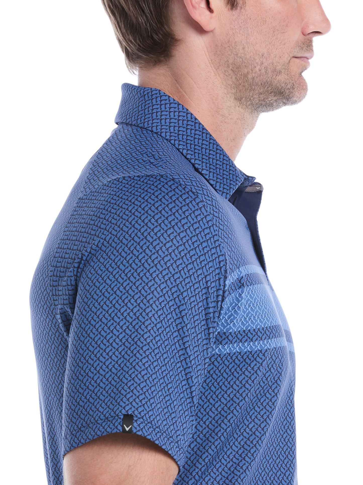 Mens Engineered Triple Track Geo Print Golf Polo Shirt