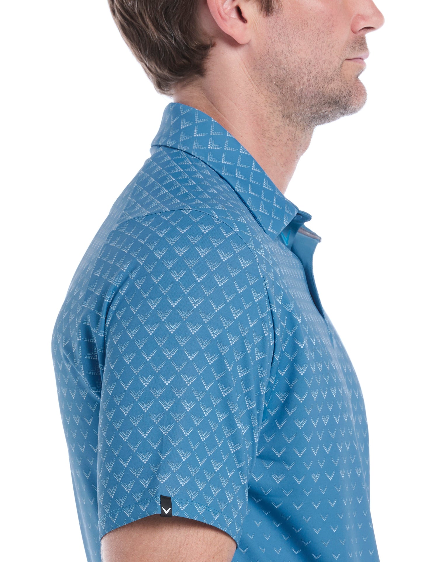 Mens Engineered Chevron Ombre Print Golf Polo Shirt