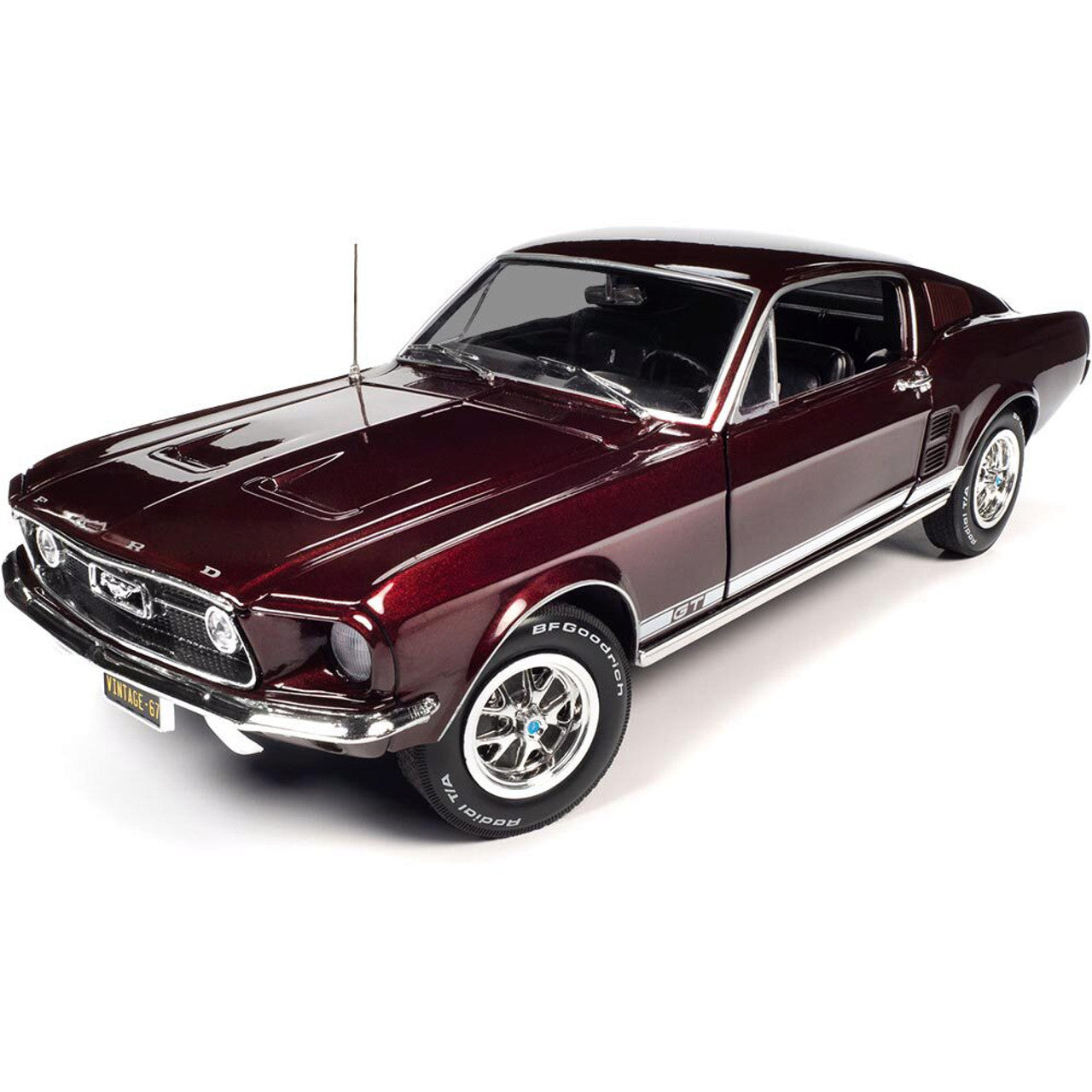 1967 Ford Mustang 2+2 GT - Code X Vintage Burgundy 1:18 Scale Diecast Model Car by American Muscle - Ertl