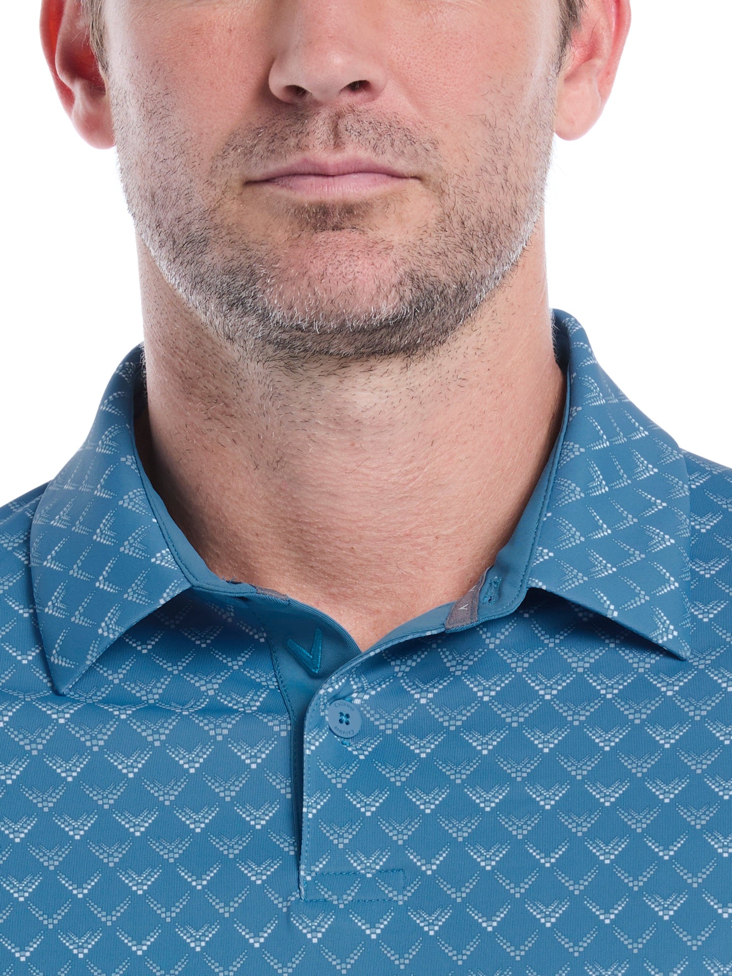 Mens Engineered Chevron Ombre Print Golf Polo Shirt