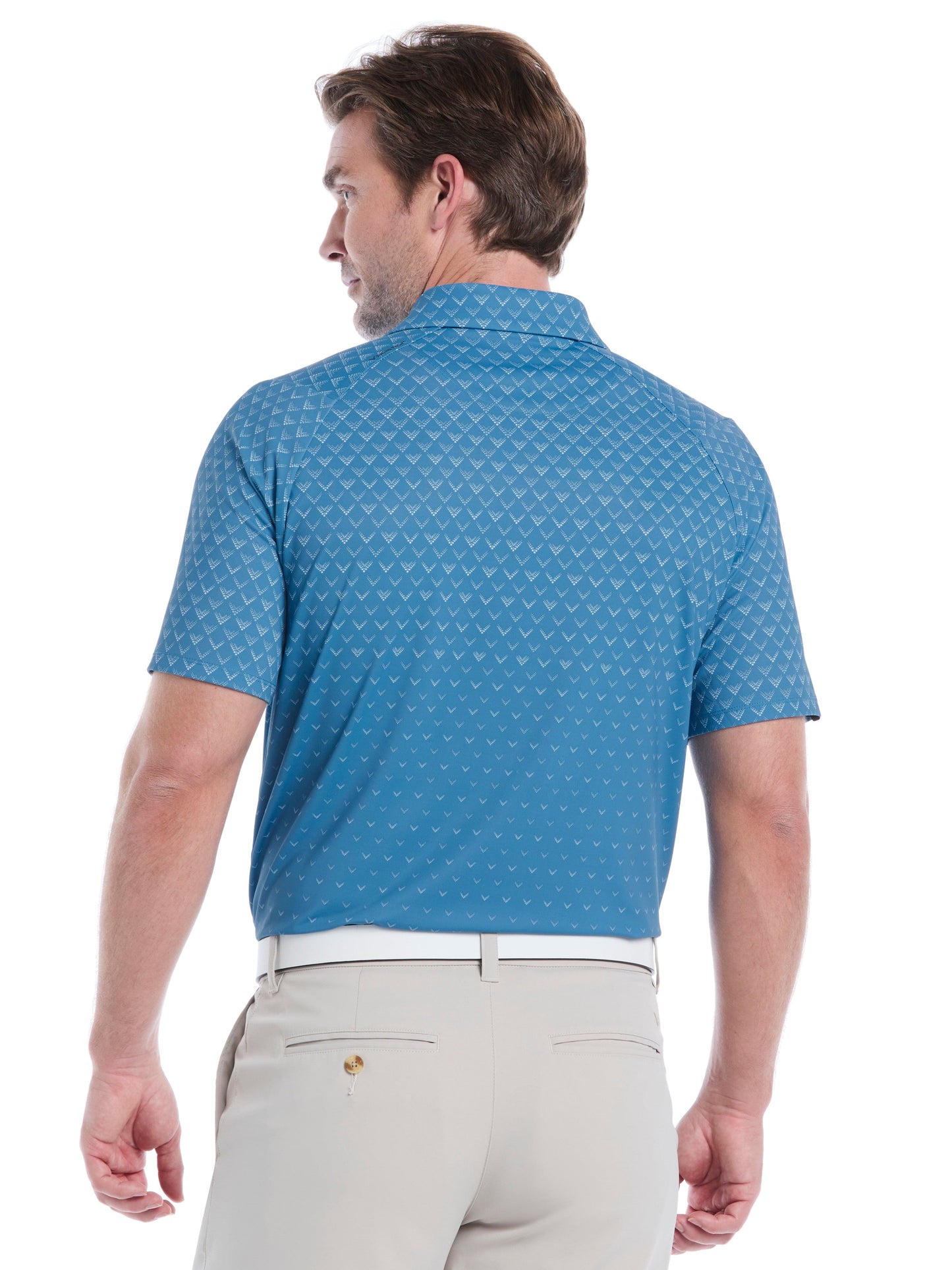 Mens Engineered Chevron Ombre Print Golf Polo Shirt