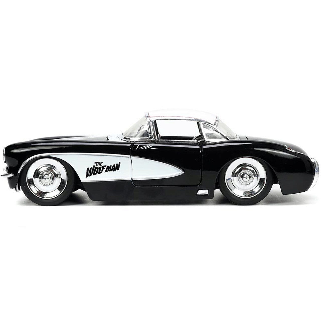 1957 Chevy Corvette with Universal The Wolfman Figure 1:24 Scale Diecast Model Car by Jada Toys