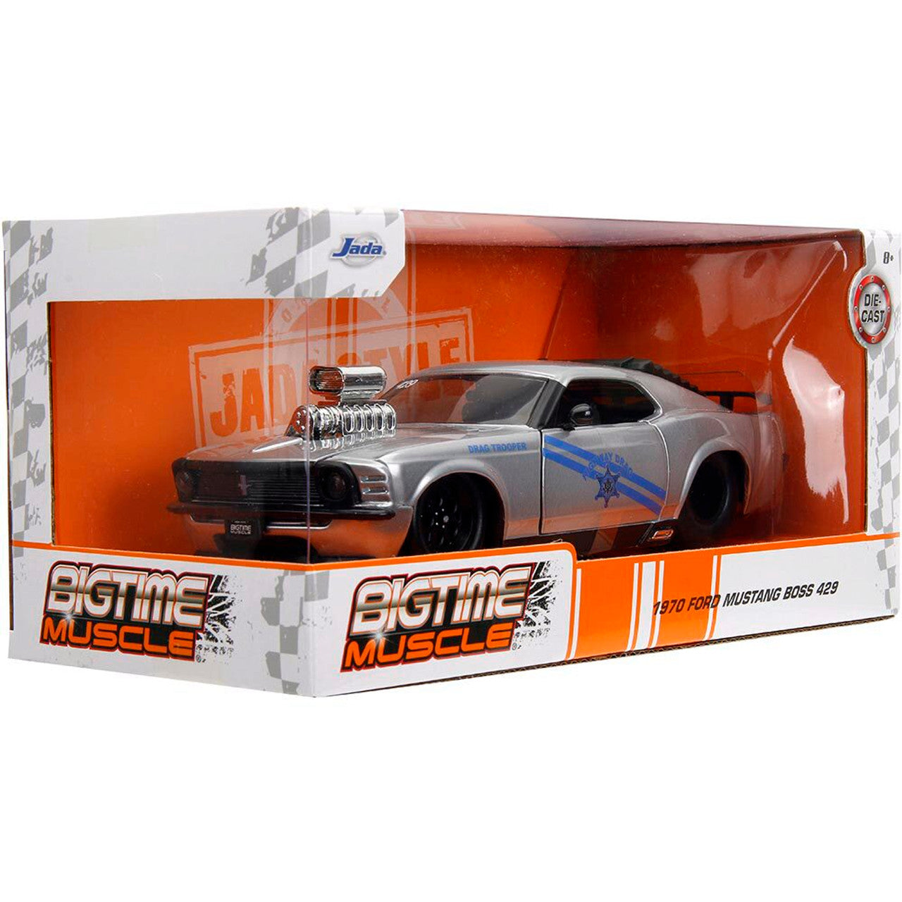 1970 Ford Mustang Boss 429 Police - BTM Silver 1:24 Scale Diecast Model Car by Jada Toys