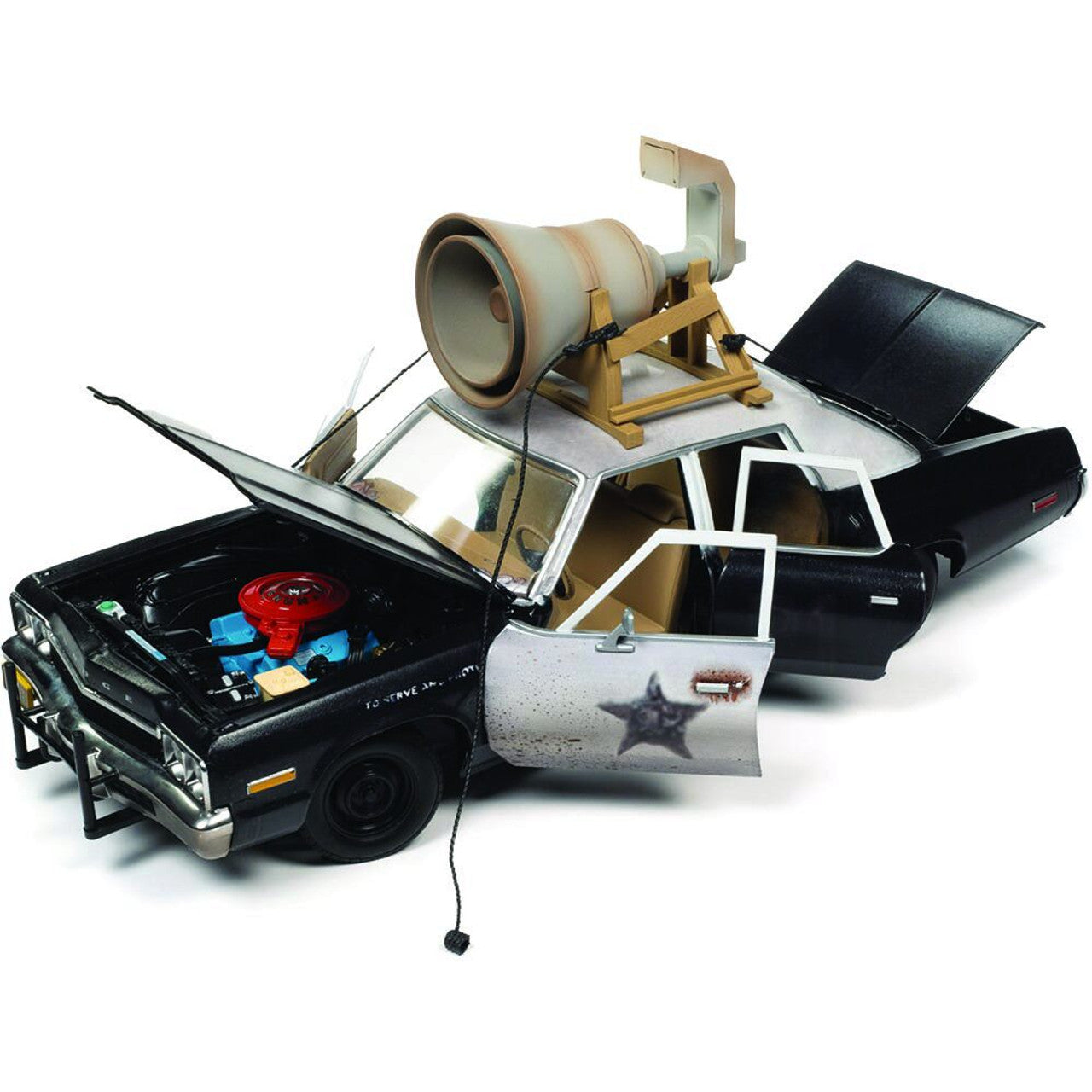 Blues Brothers 1974 Dodge Monaco Police Pursuit with Jake & Elwood Figures 1:18 Scale Diecast Model Car by Auto World