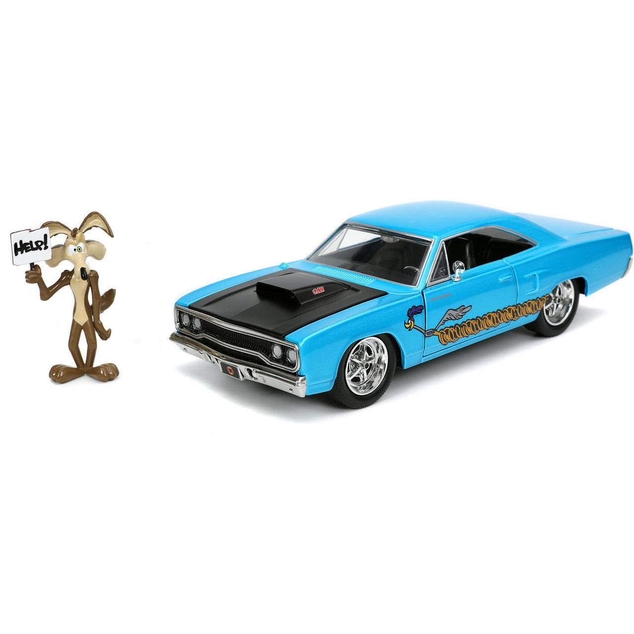 1970 Plymouth Road Runner & Wile E. Coyote Figure 1:24 Scale Diecast Model Car by Jada Toys
