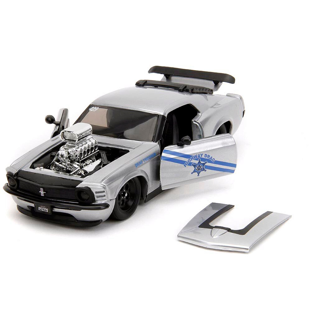 1970 Ford Mustang Boss 429 Police - BTM Silver 1:24 Scale Diecast Model Car by Jada Toys