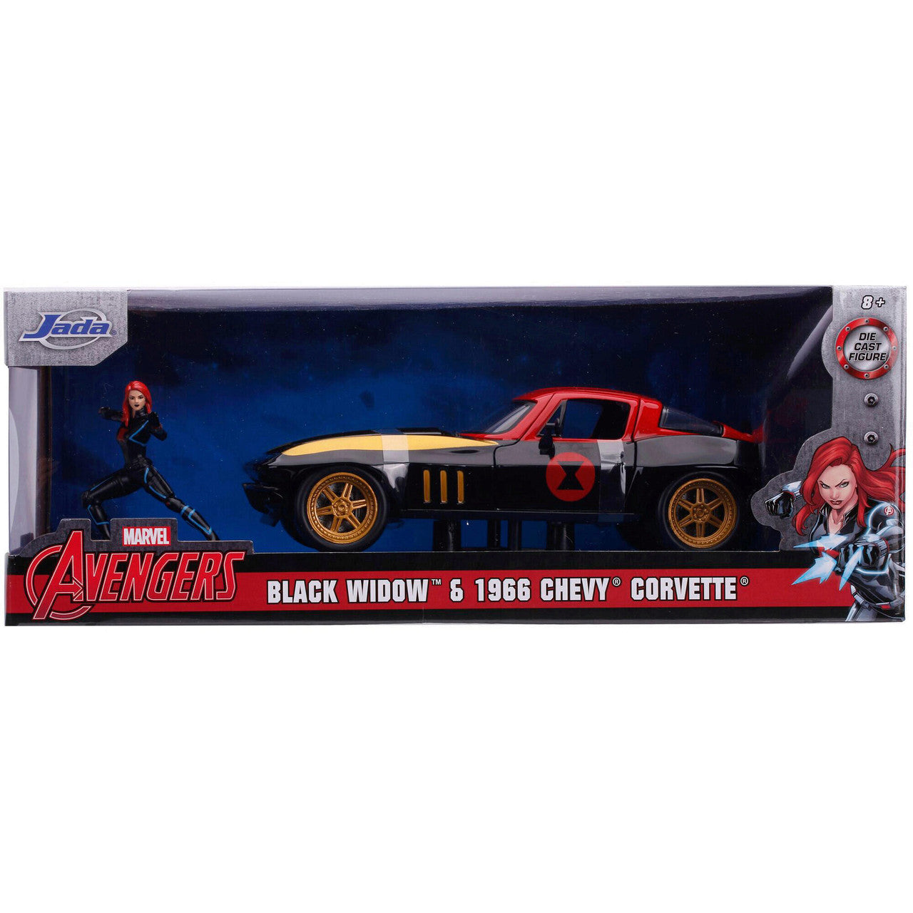 1966 Corvette with Black Widow Figure 1:24 Scale Diecast Model Car by Jada Toys