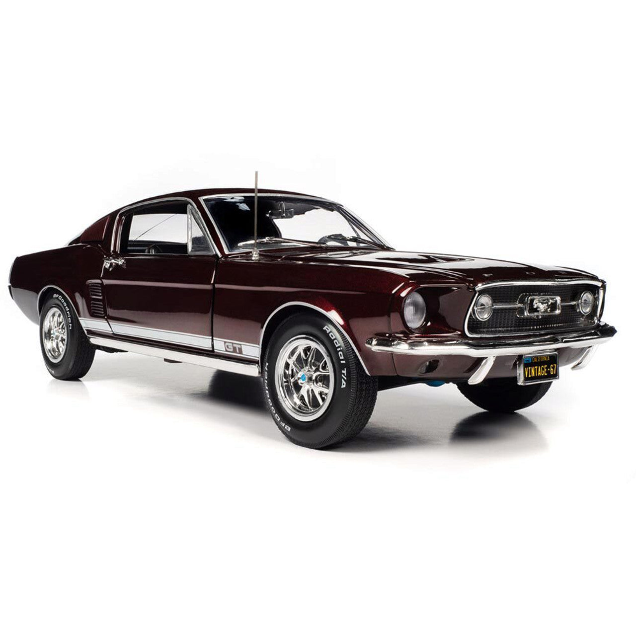 1967 Ford Mustang 2+2 GT - Code X Vintage Burgundy 1:18 Scale Diecast Model Car by American Muscle - Ertl