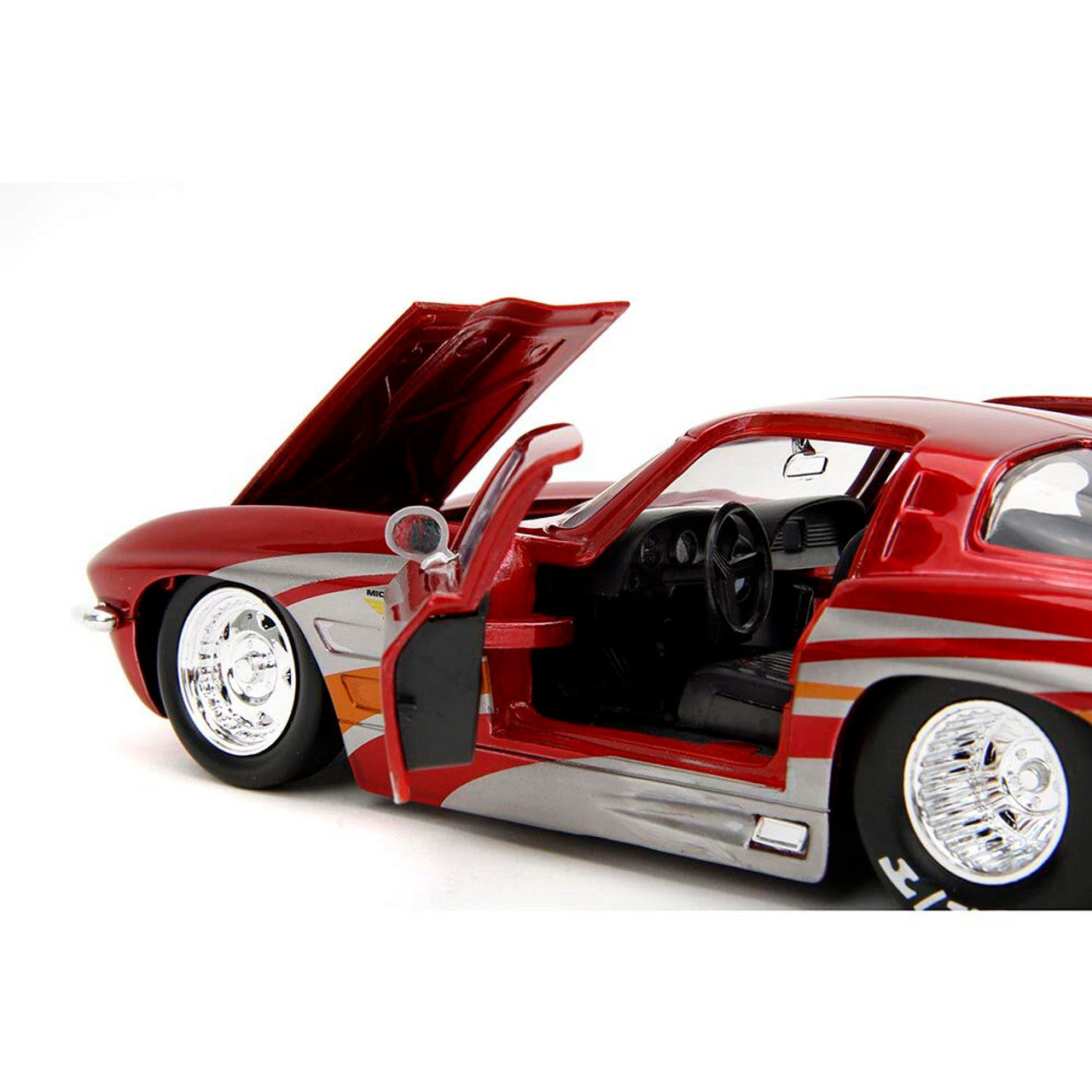 1963 Corvette Split Window - Red Custom 1:24 Scale Diecast Model Car by Jada Toys