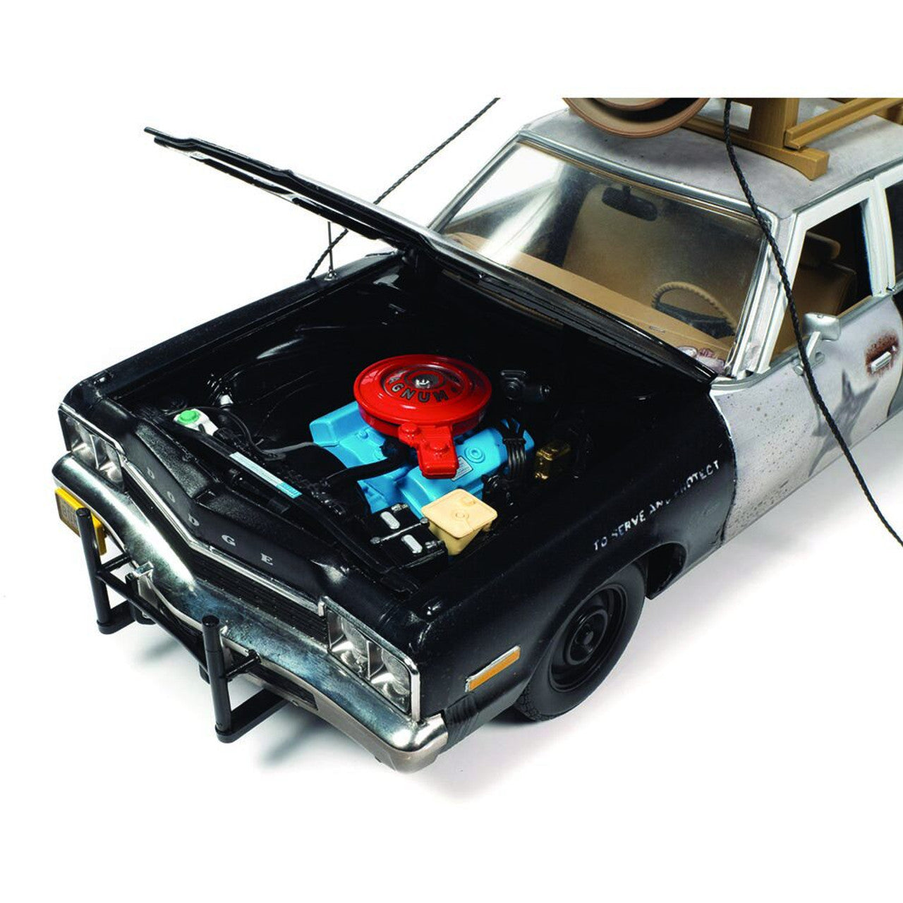 Blues Brothers 1974 Dodge Monaco Police Pursuit with Jake & Elwood Figures 1:18 Scale Diecast Model Car by Auto World