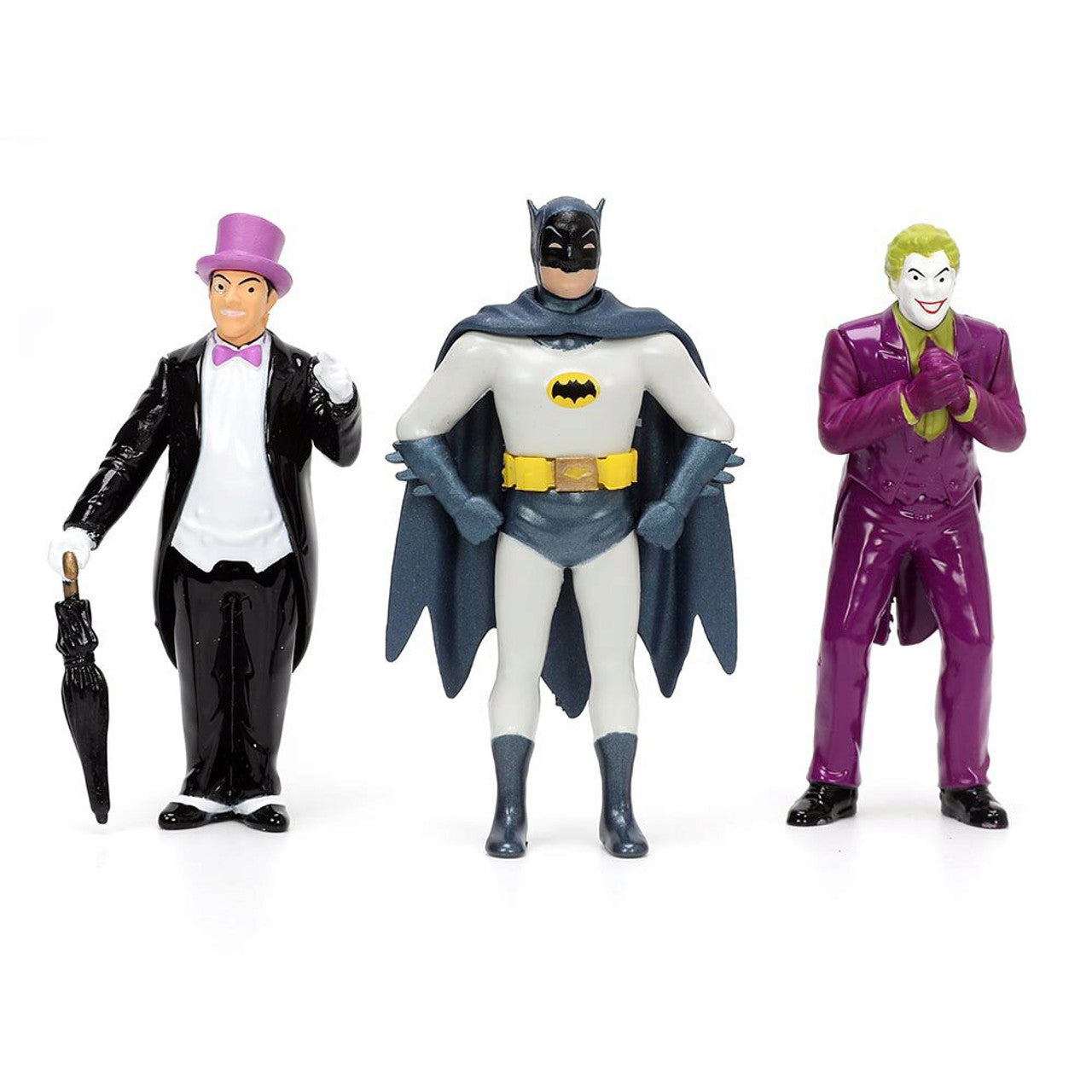 1966 Batmobile w/Batman, Robin Penguin & Joker Figures 1:24 Scale Diecast Model Car by Jada Toys