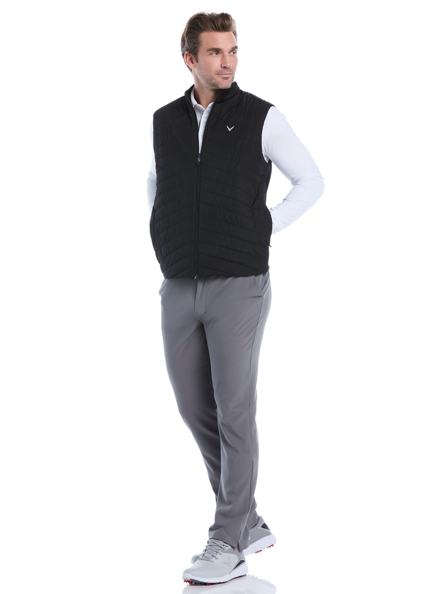 Mens Quilted Puffer Full Zip Golf Vest