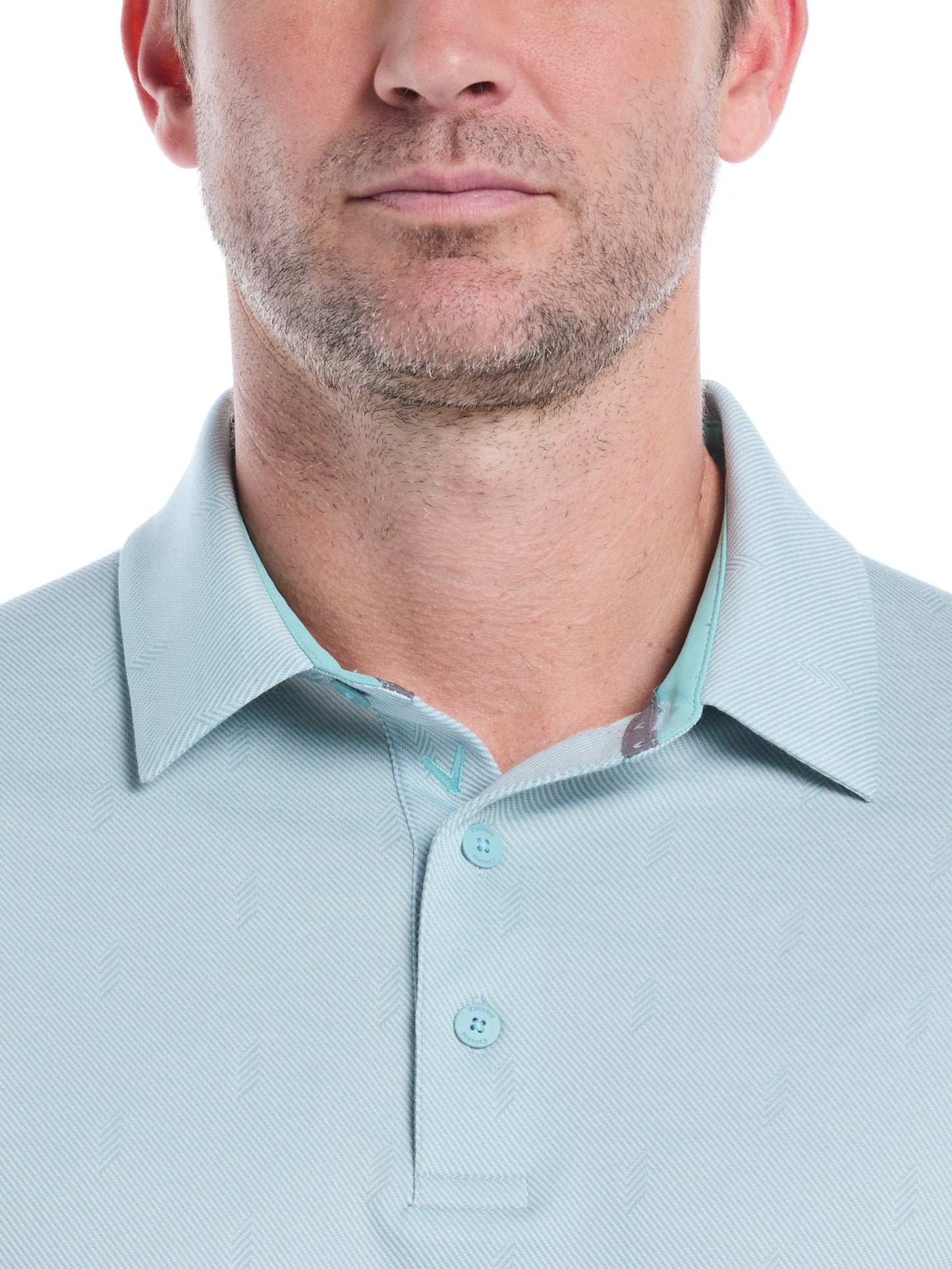 Mens Chevron Twill Jacquard Golf Polo